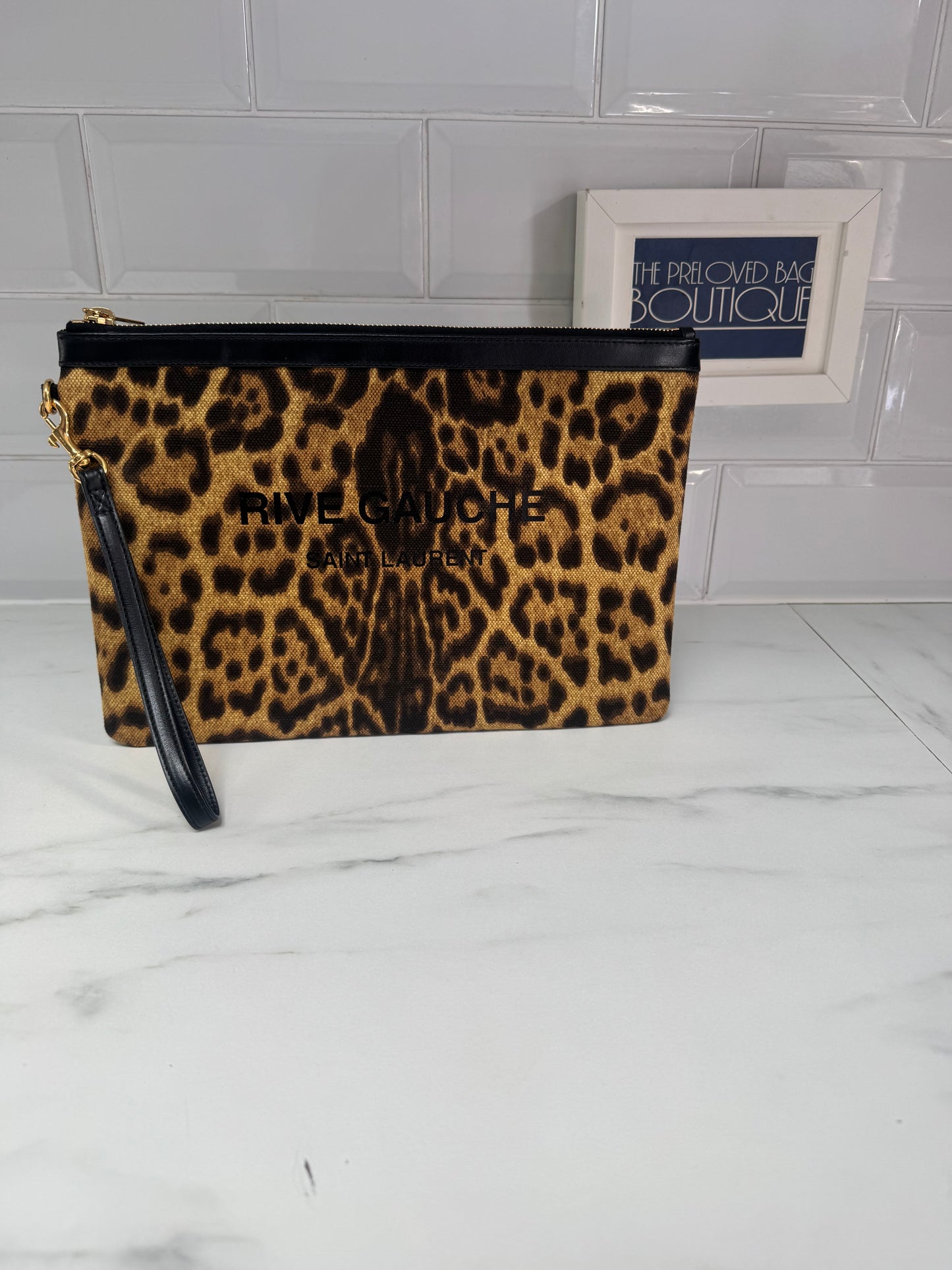 Saint Laurent Rive Gauche Wristlet Pouch - Animal Print