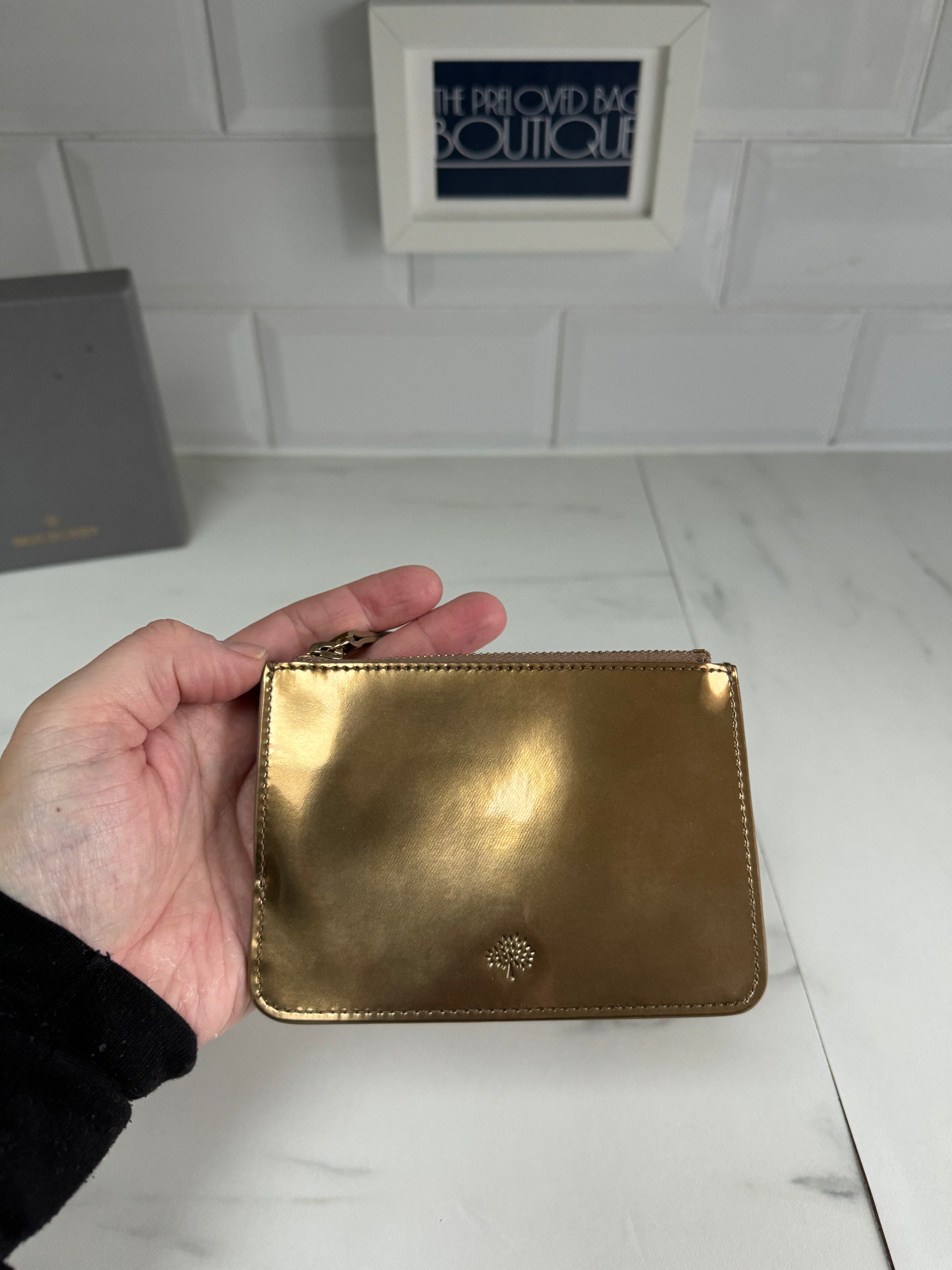 Mulberry Zipped Coin Purse Metallic Gold