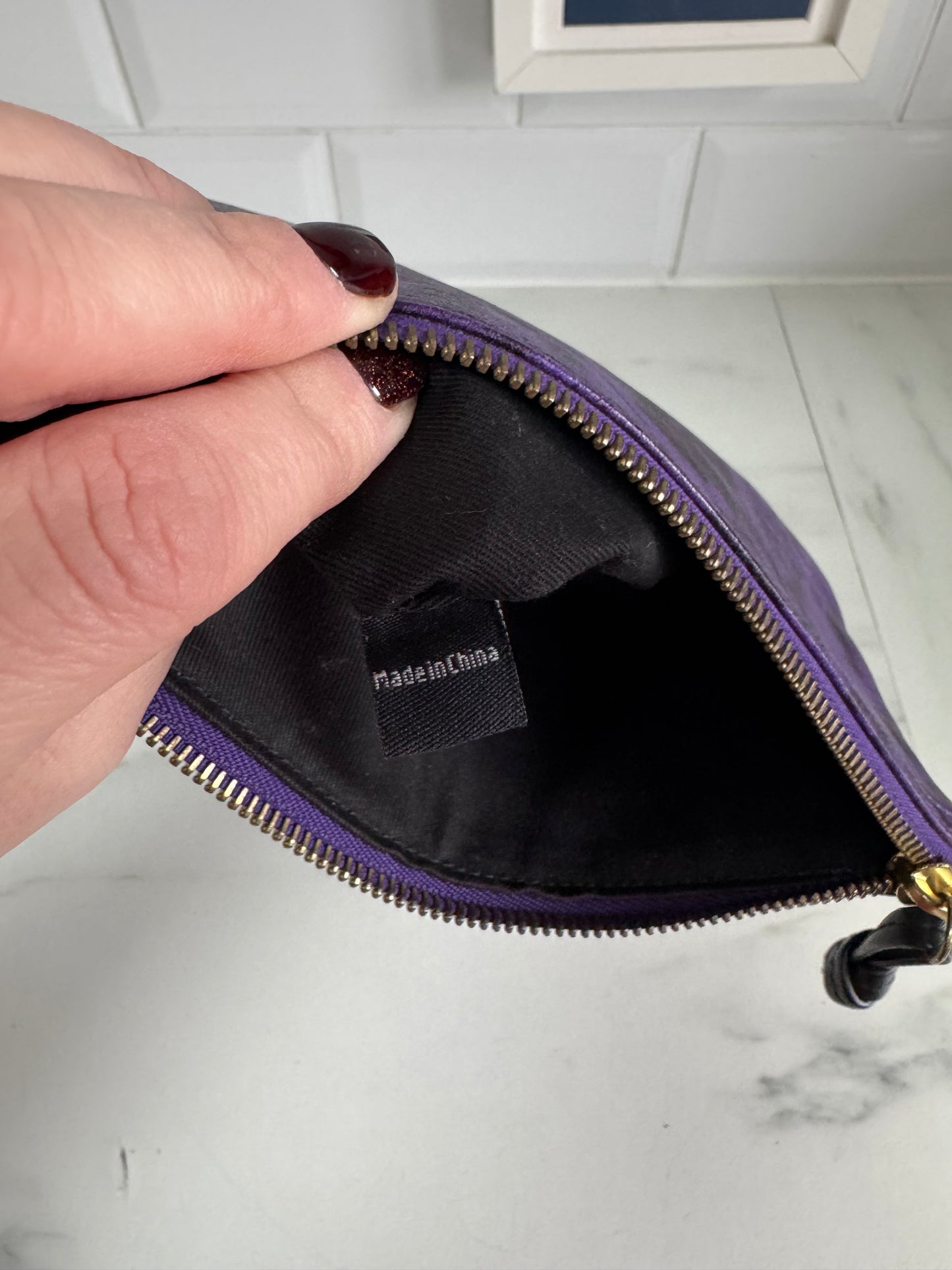 Mulberry Mitzy Zip Top Pouch - Purple Animal sprint