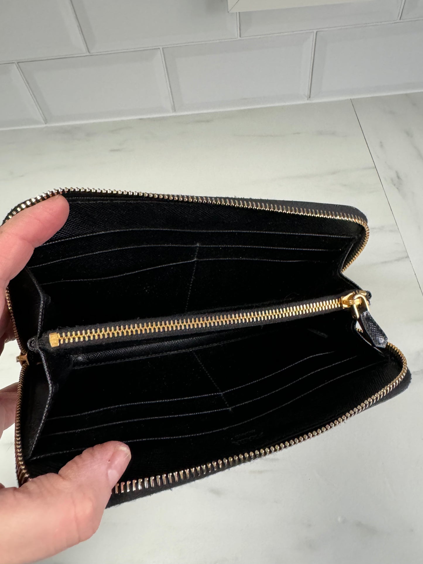 Prada Zip Around Wallet Black The Preloved Bag Boutique