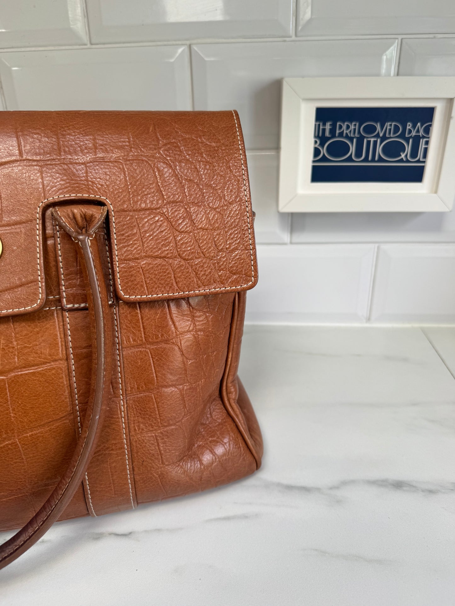 Mulberry Croc Embossed Bayswater - Oak