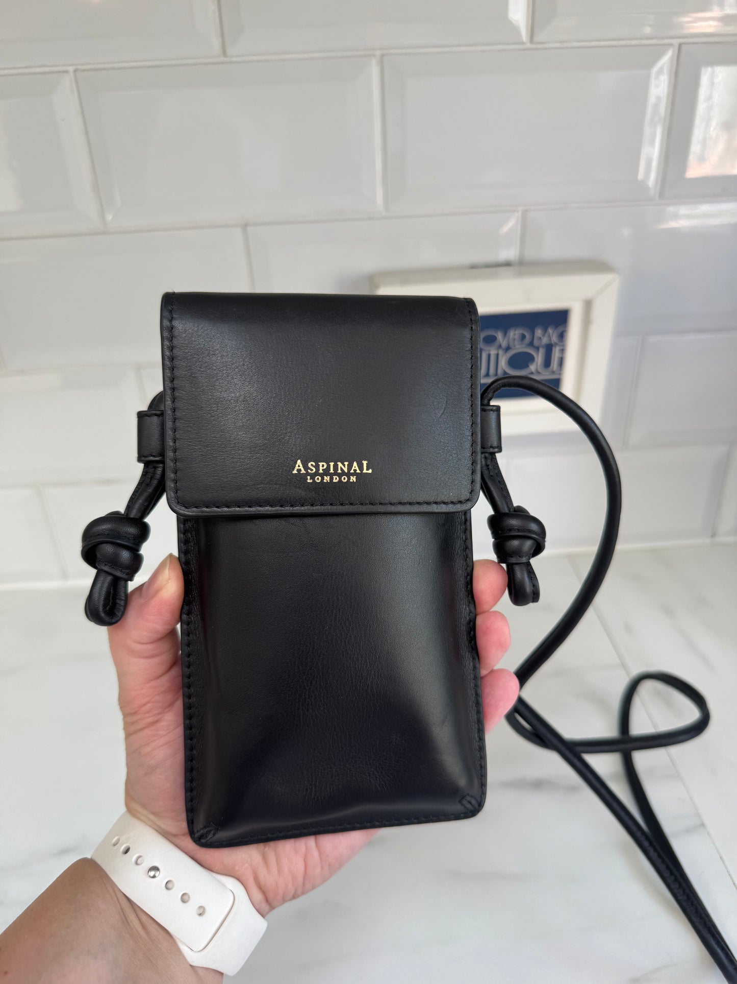 Aspinal of London Cross Body Phone Pouch - Black