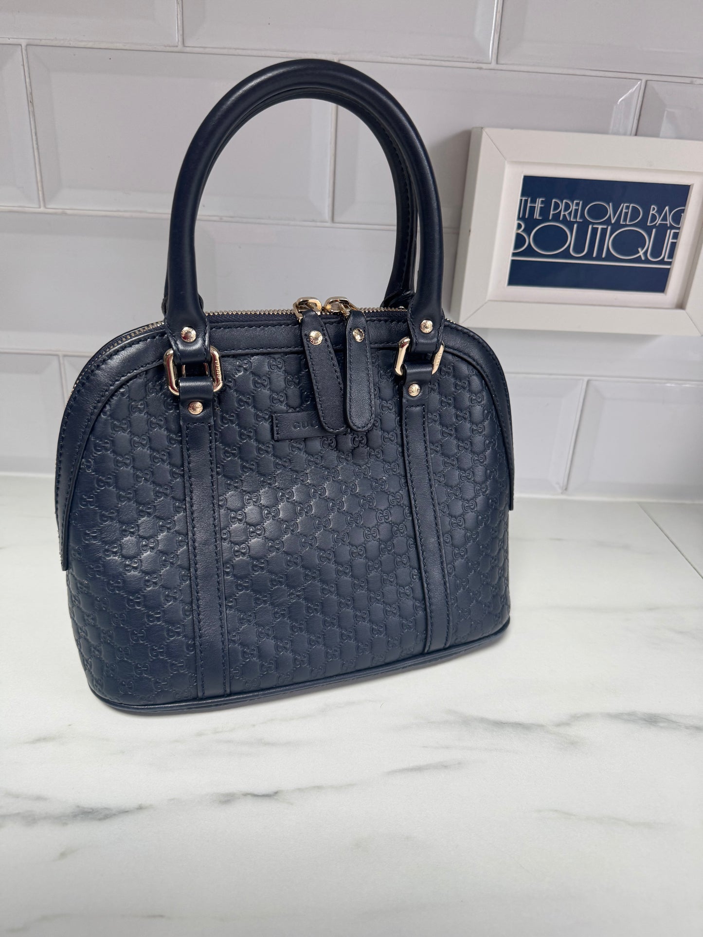 Gucci Guccissima Small Dome Bag - Navy