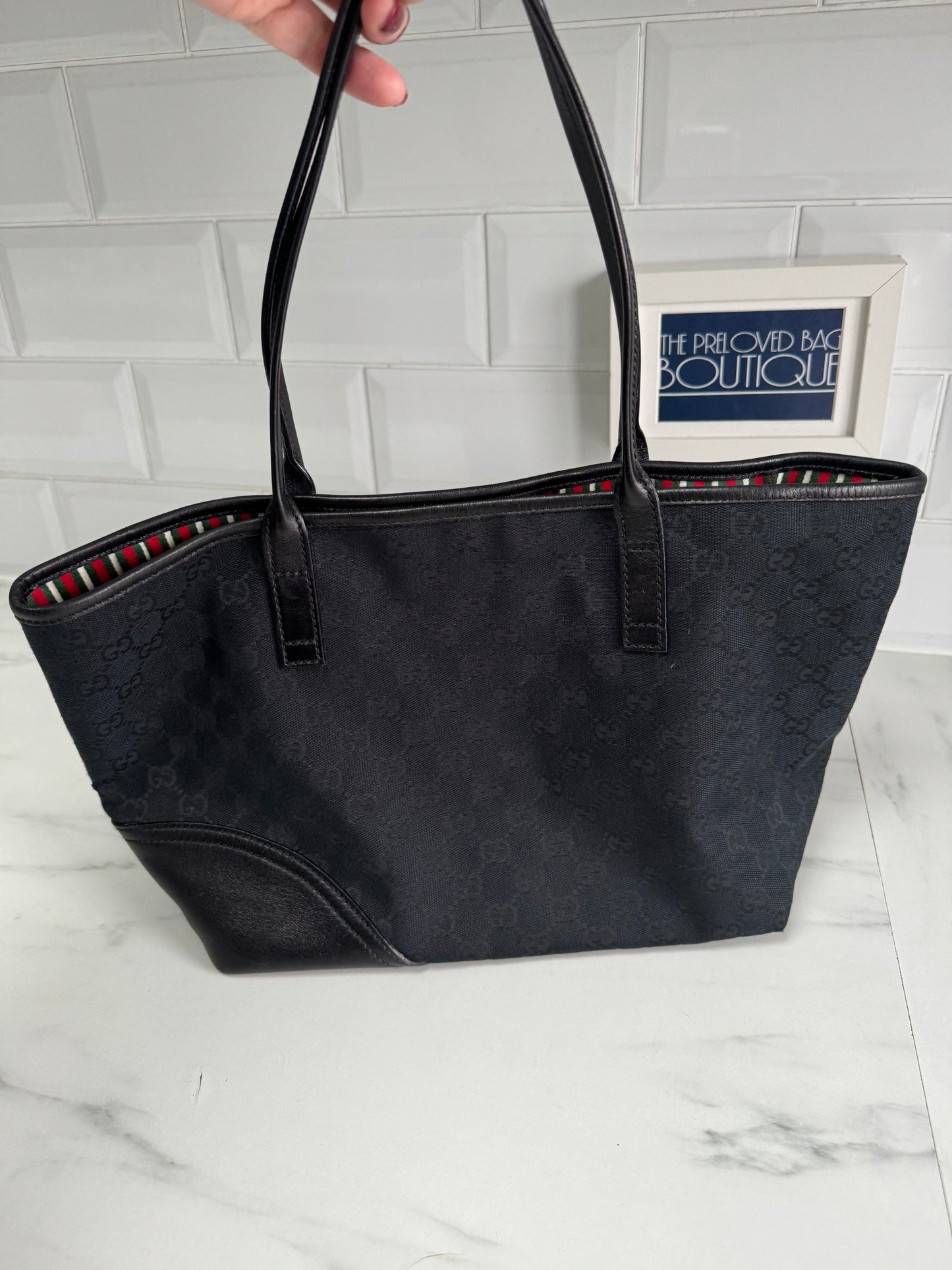 Gucci Monogrammed Tote - Black