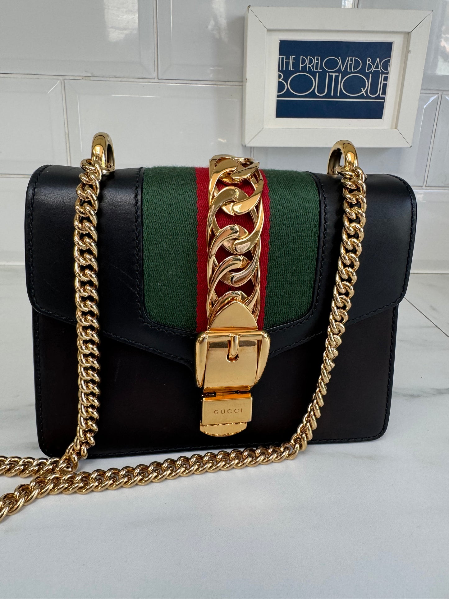 Gucci Mini Sylvia Shoulder bag - Black, Green, Red and Gold