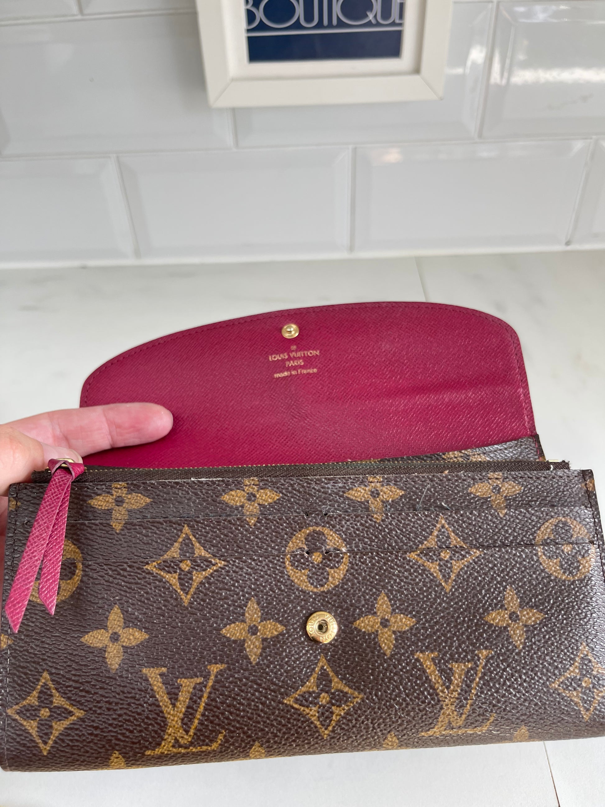 Louis Vuitton Emilie Wallet - Monogram Fuschia – The Preloved Bag