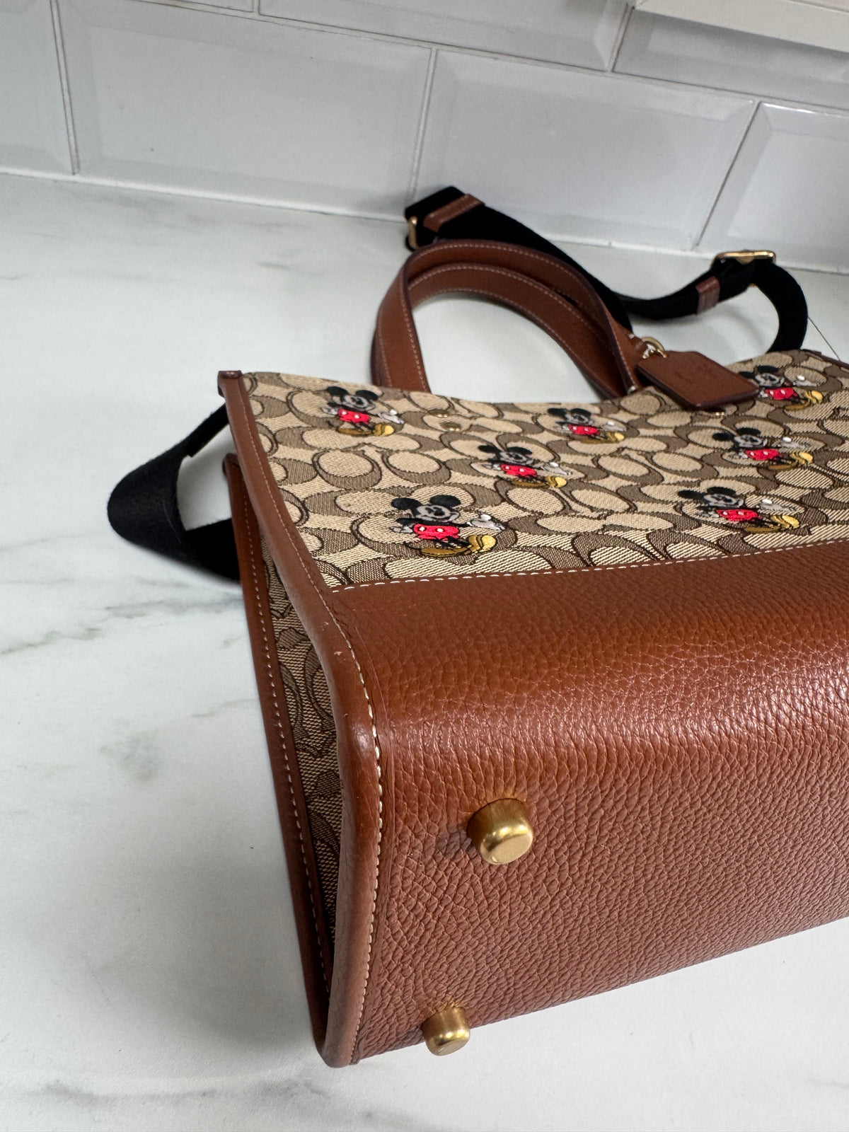 Coach Mickey Mouse Tote - Brown, Black and Red