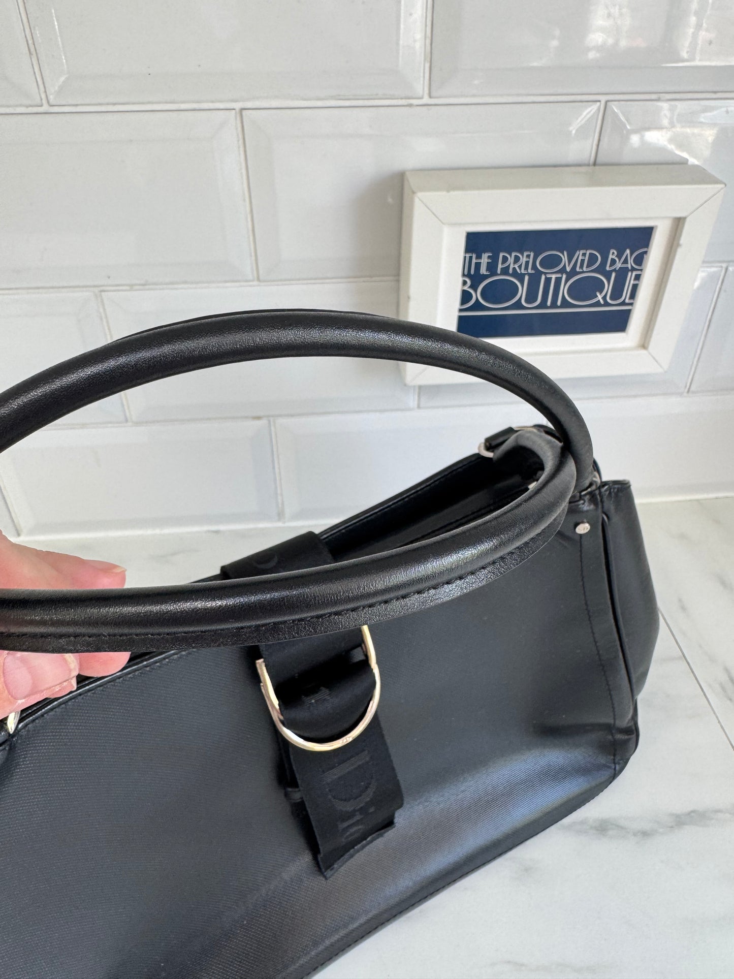 Christian Dior Diamanté Clip Shoulder Bag - Black