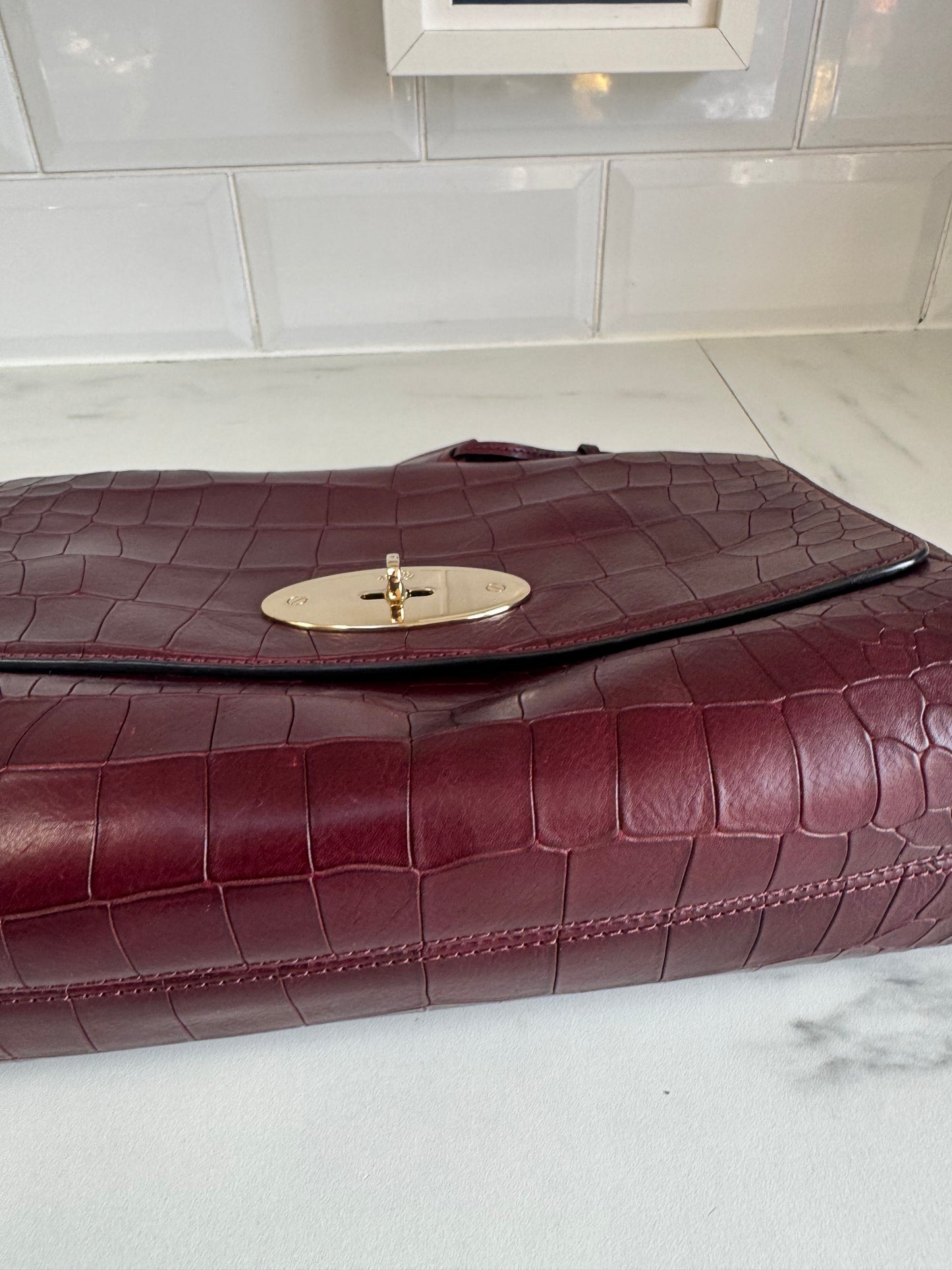 Mulberry Medium Lily - Oxblood Croc Embossed