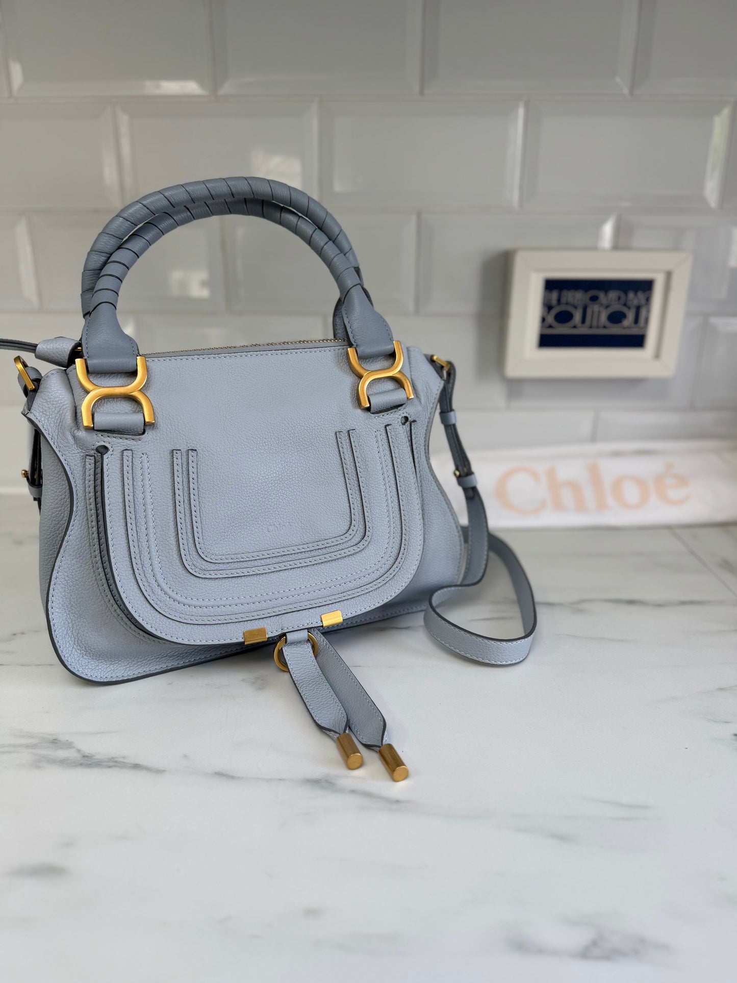 Chloé Small Marcie Saddle Bag - Washed Blue