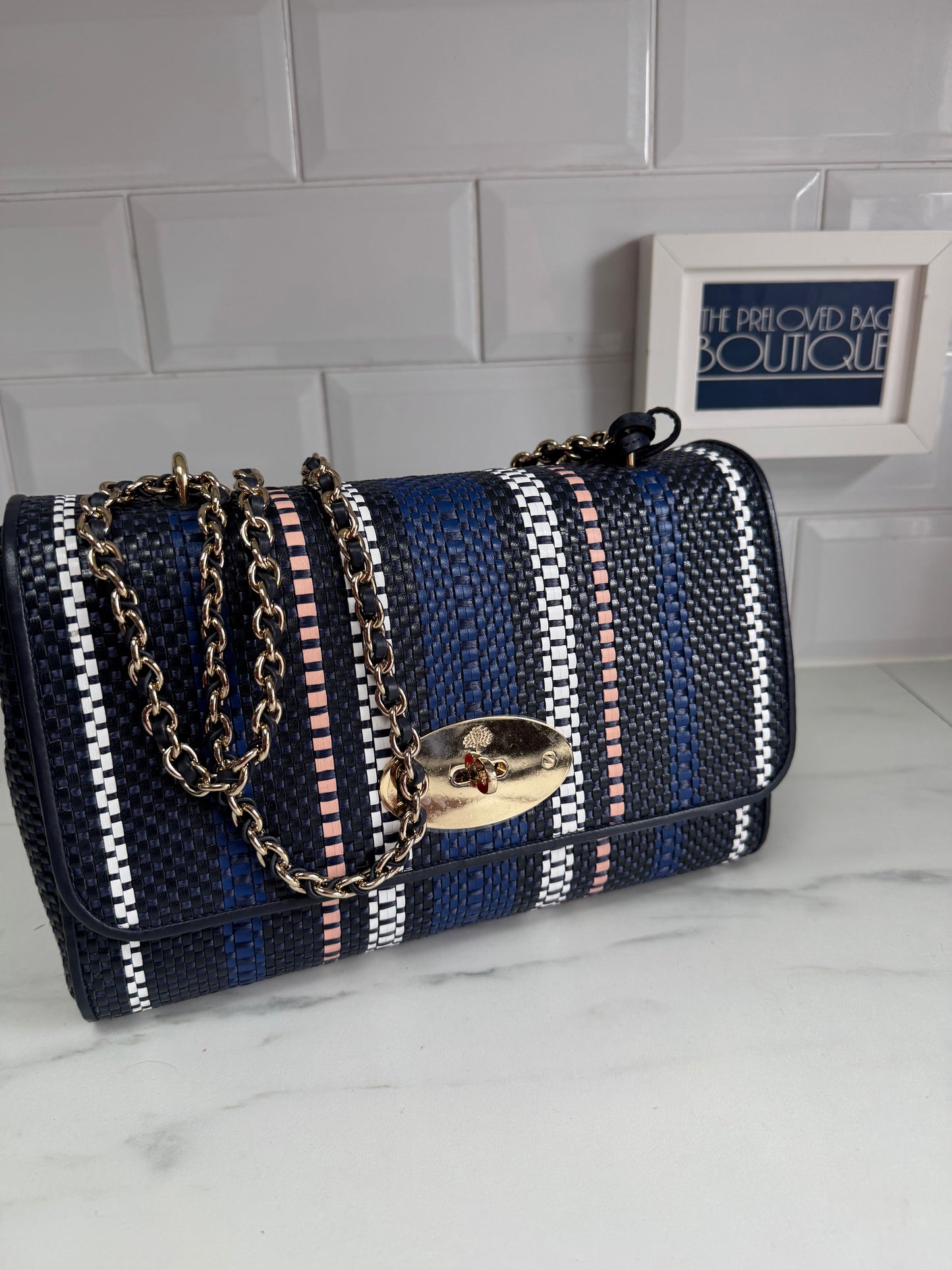 Mulberry Medium Twilight Rafia Lily - blue, pink, black and white