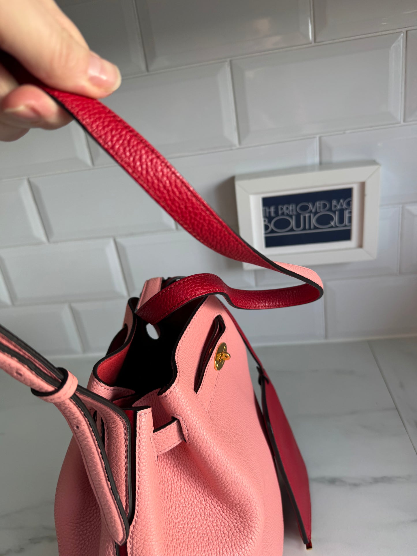 Mulberry Abbey Bucket Bag - Macaroon Pink & Red