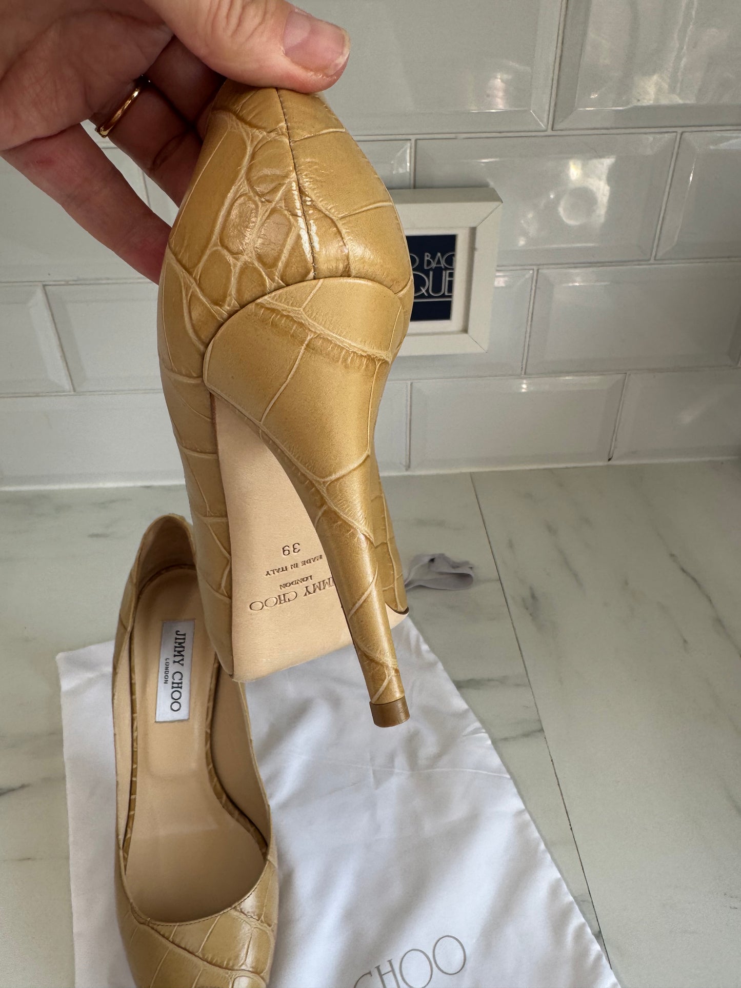 Jimmy Choo Peep Toe - Biscuit