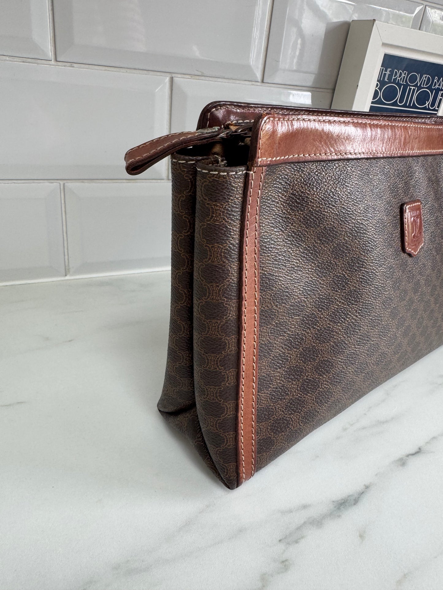 Celine Macadam Toiletry/Clutch- Brown