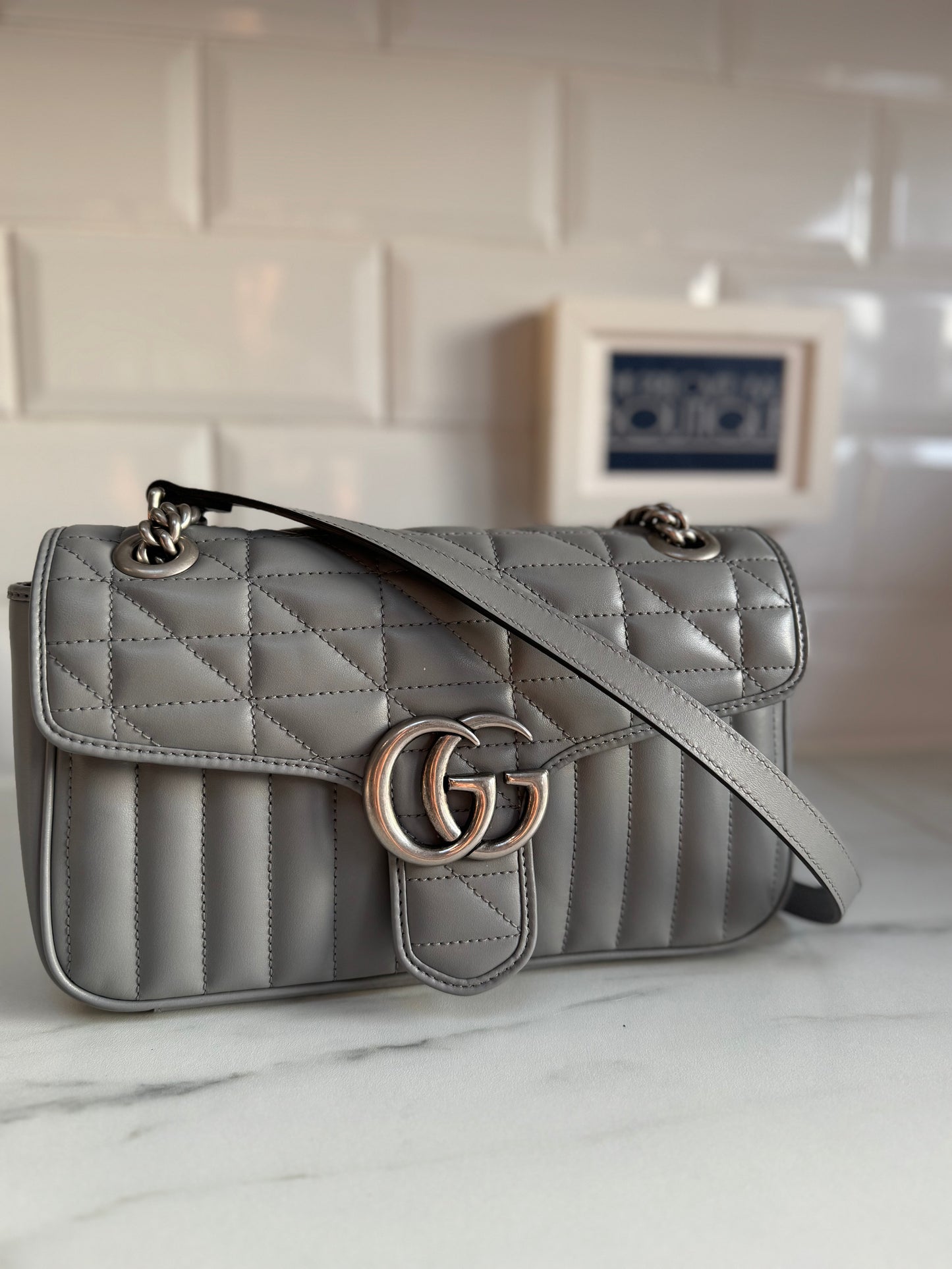 Gucci GG Marmont Shoulder Bag - Grey