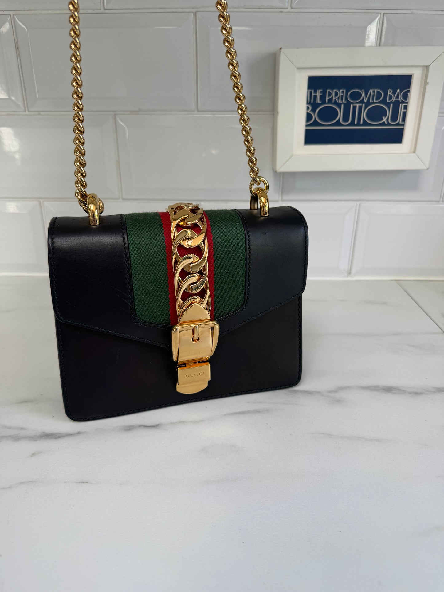 Gucci Mini Sylvia Shoulder bag - Black, Green, Red and Gold