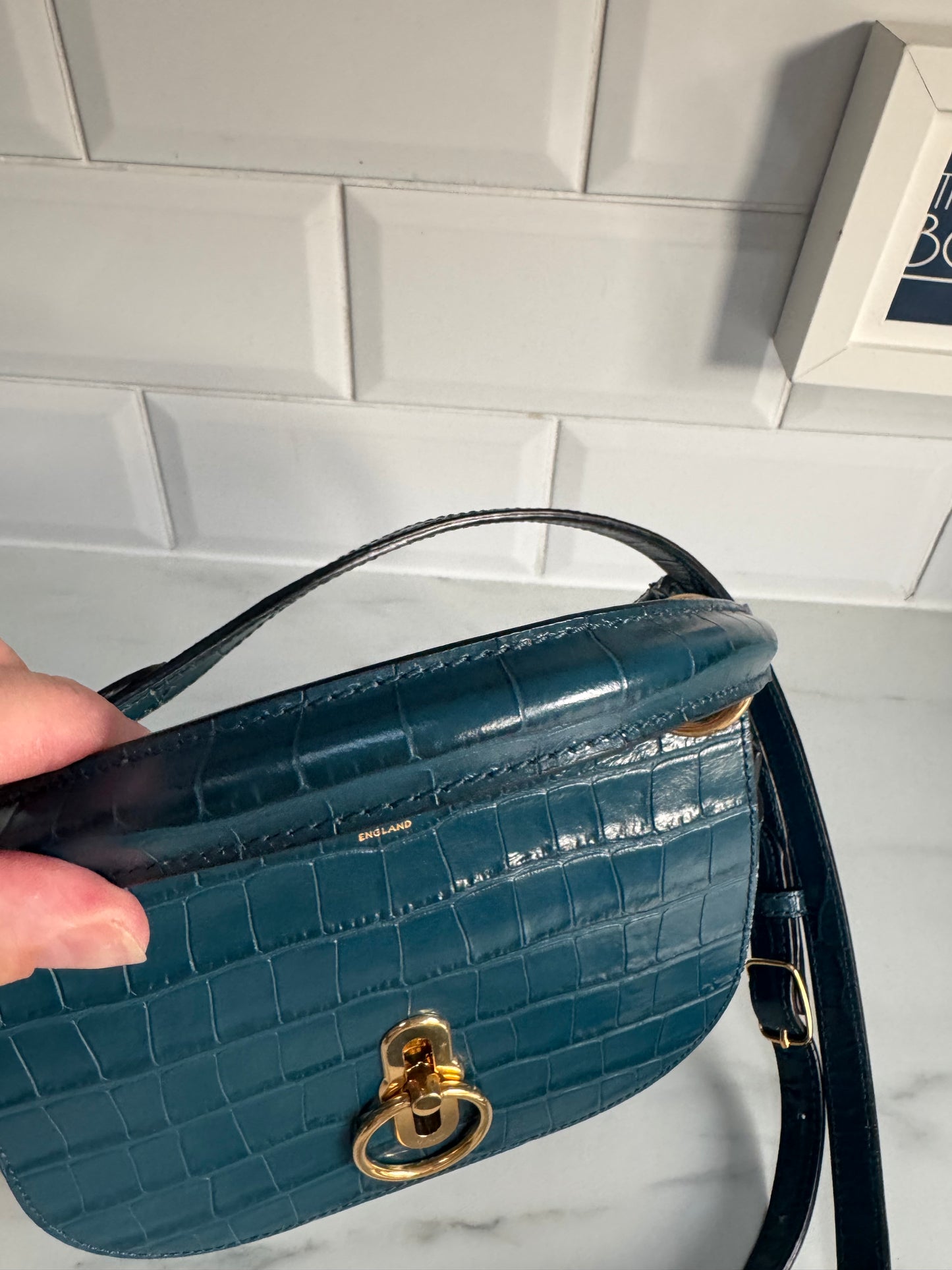 Mulberry Amberley - Teal Blue Croc Embossed