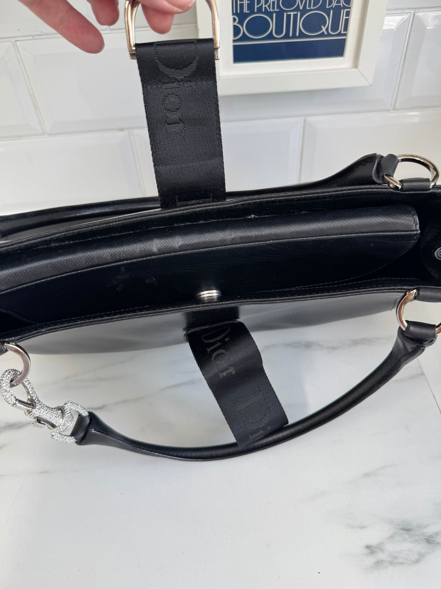 Christian Dior Diamanté Clip Shoulder Bag - Black