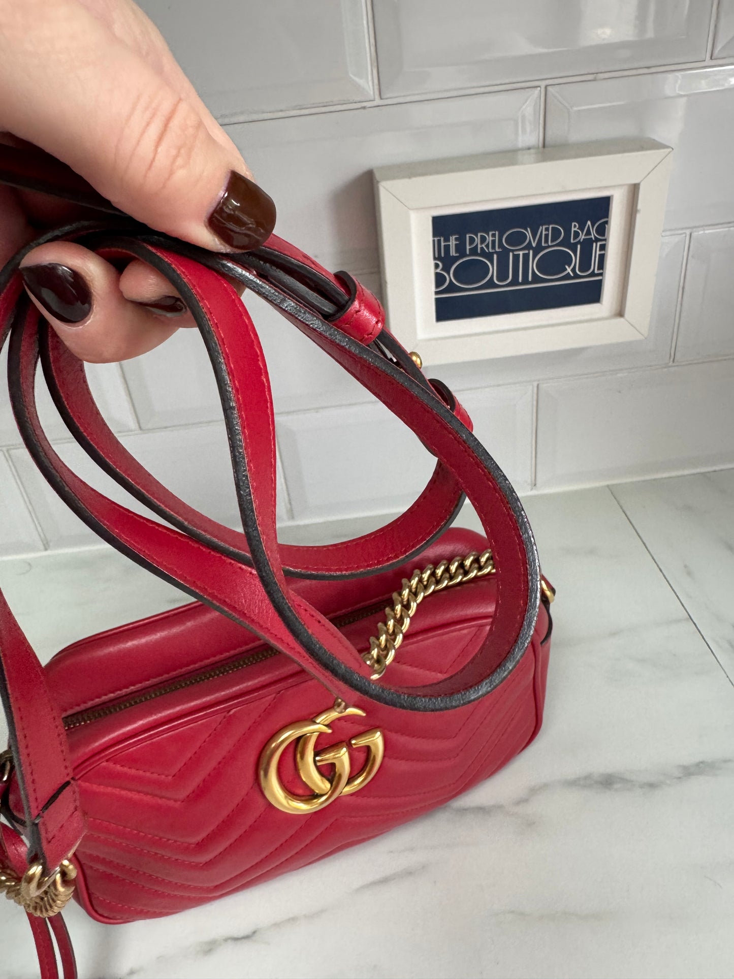 Gucci Marmont Small Shoulder Bag - Red