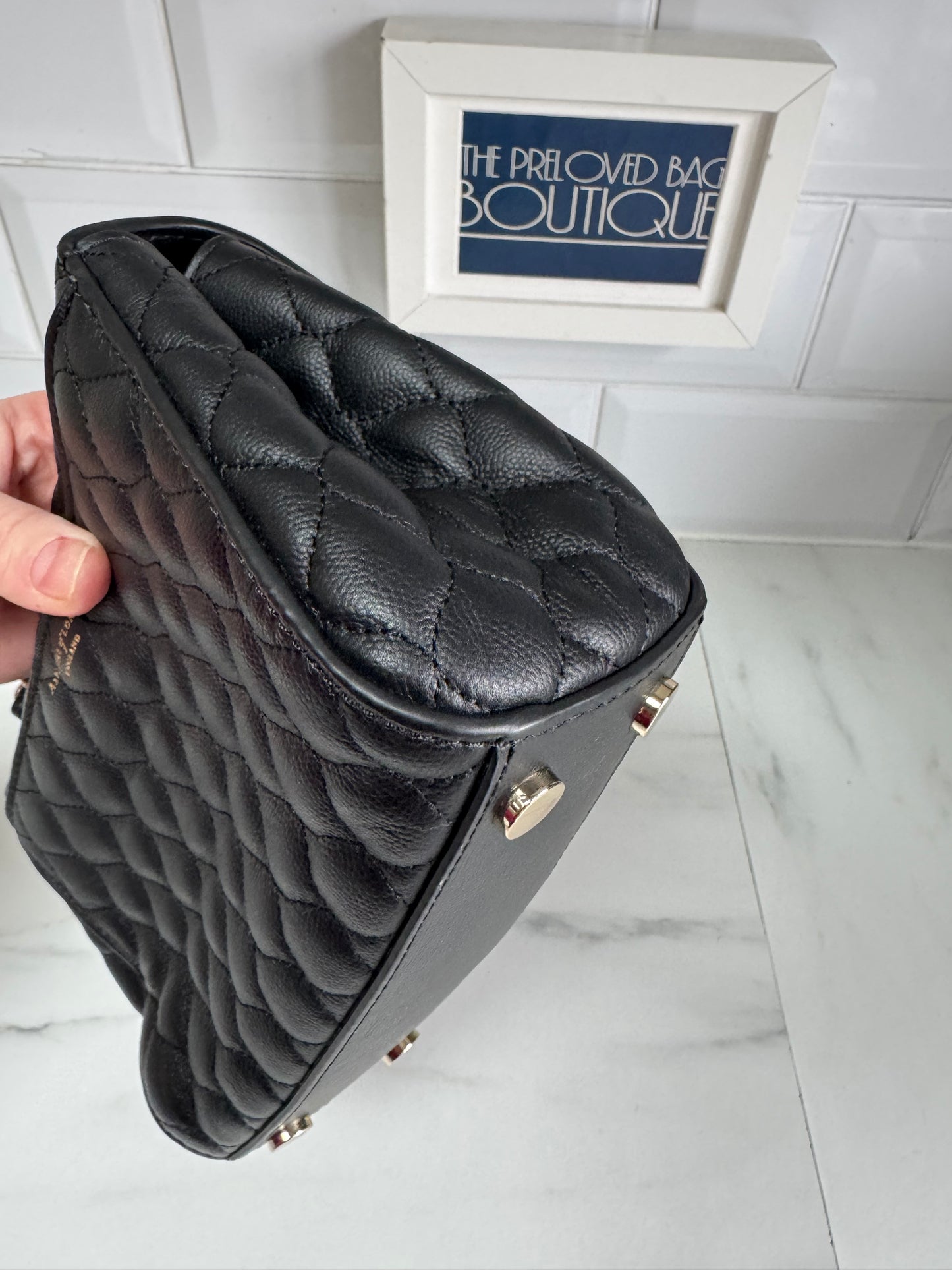 Aspinal of London Lottie Quilted Shoulder Bag - Black