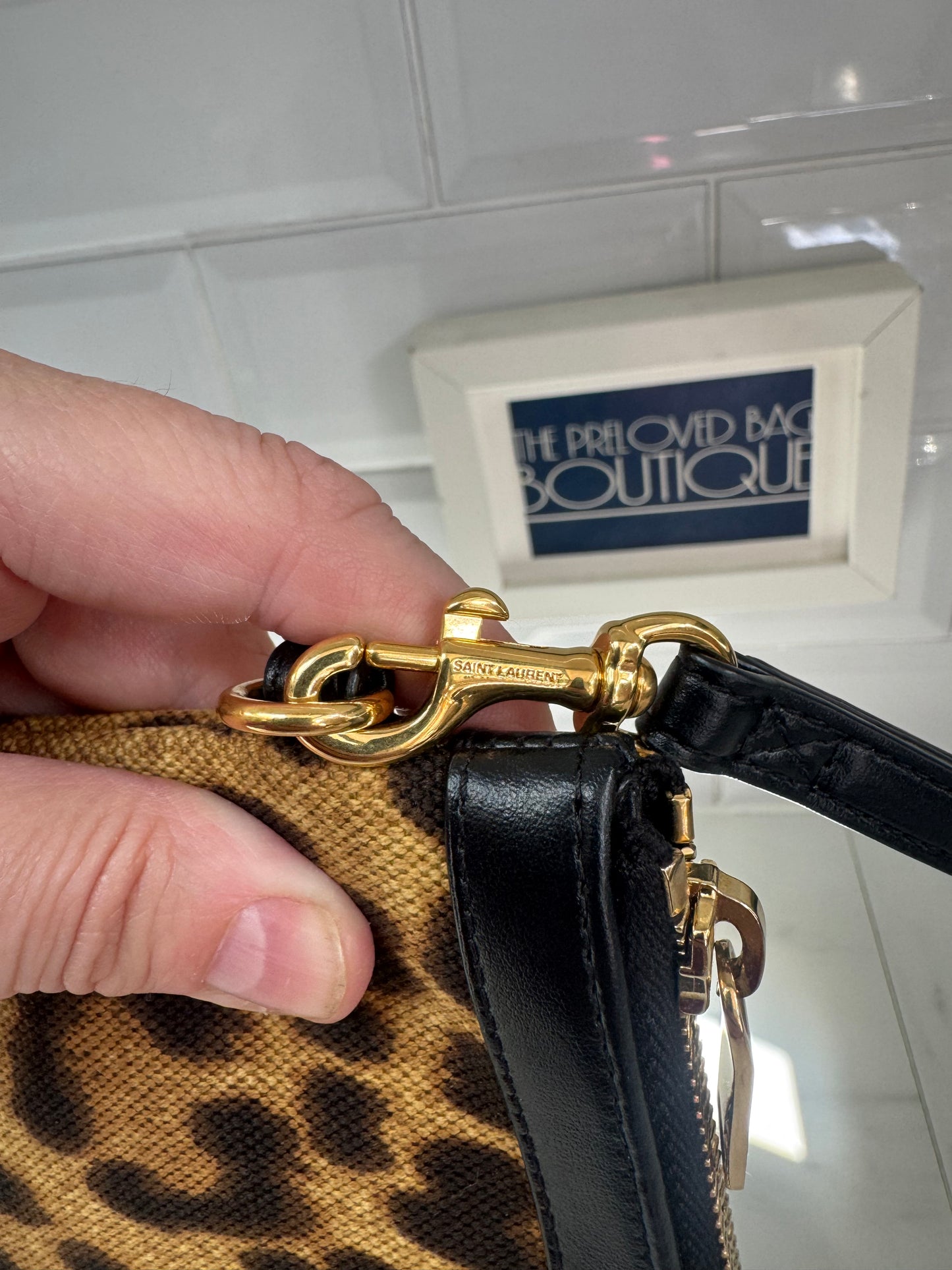 Saint Laurent Rive Gauche Wristlet Pouch - Animal Print