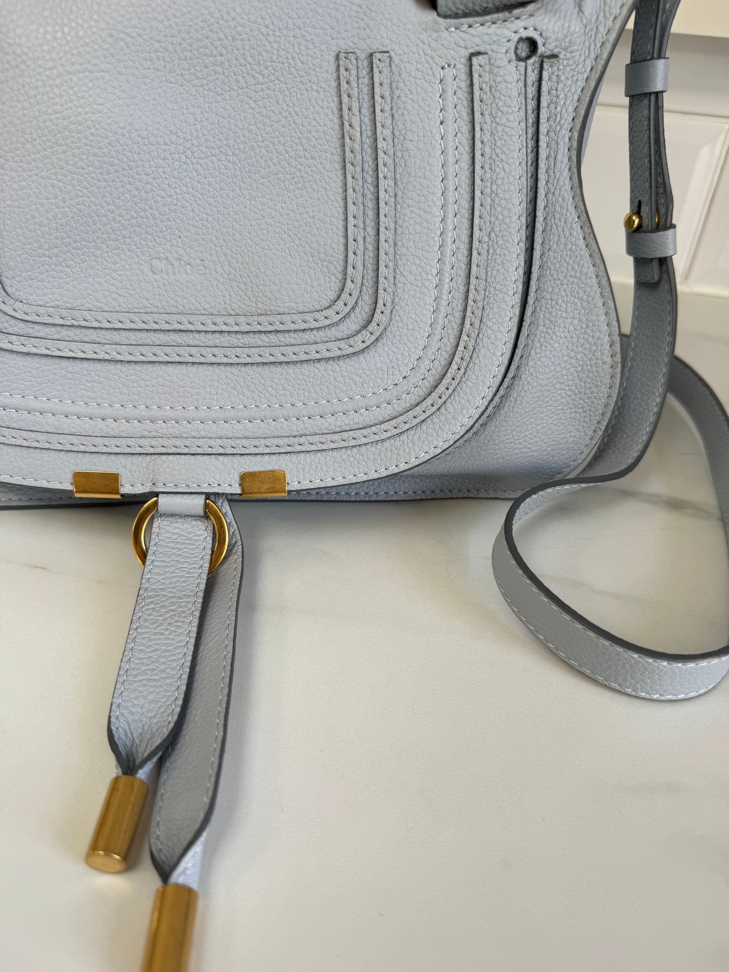 Chloé Small Marcie Saddle Bag - Washed Blue