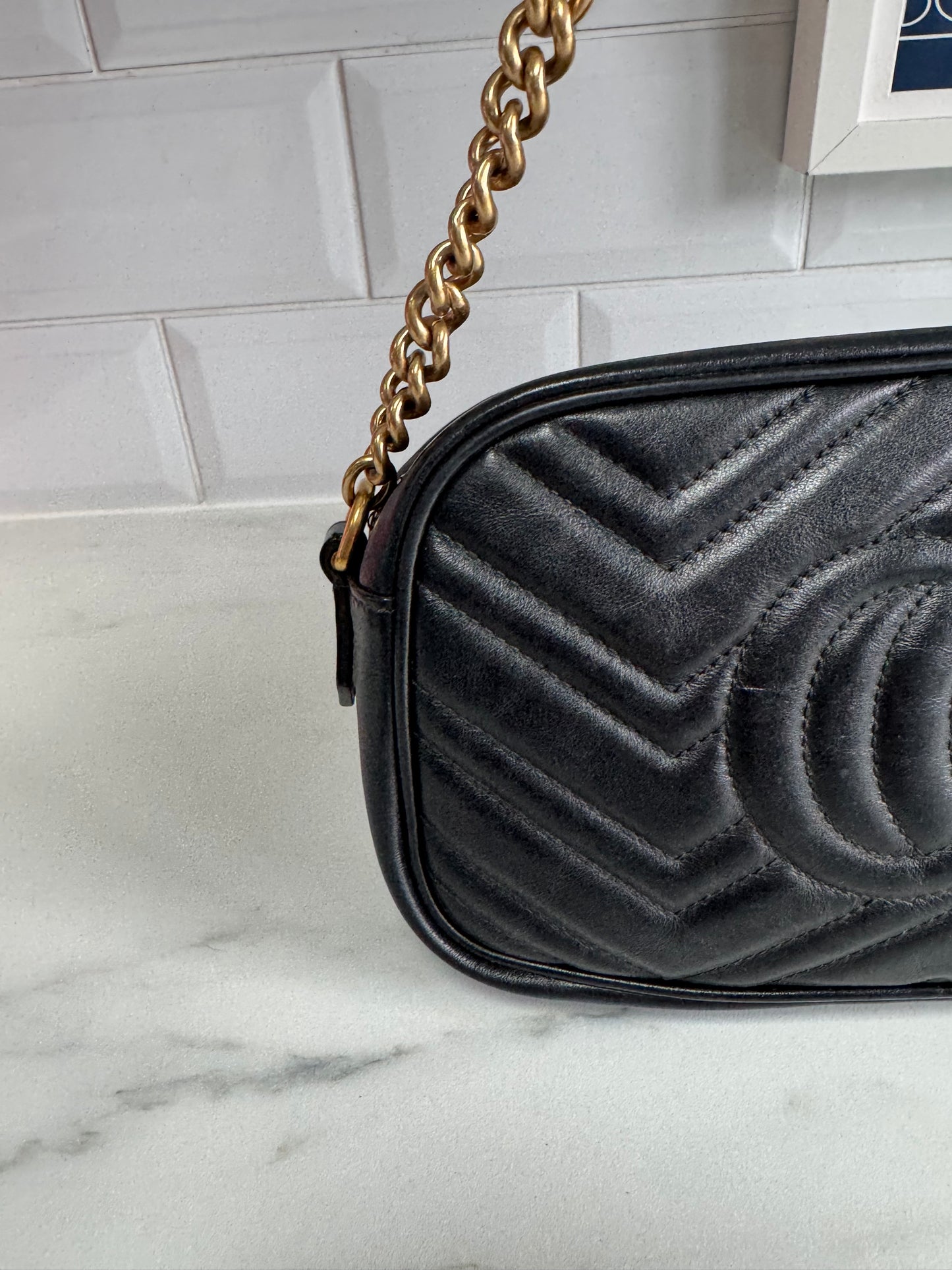 Gucci GG Mini Marmont Shoulder Bag - Black