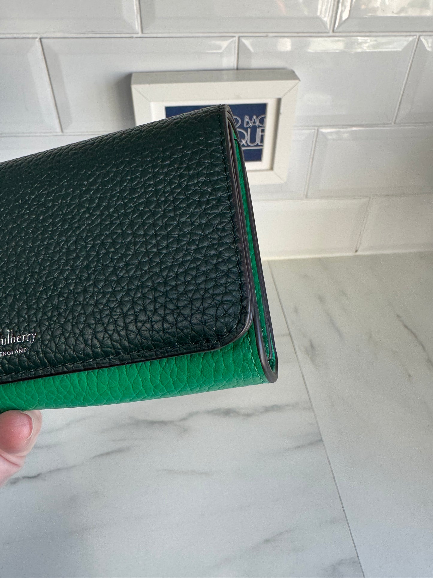 Mulberry Medium Continental Wallet - Mulberry Green and Lawn Green