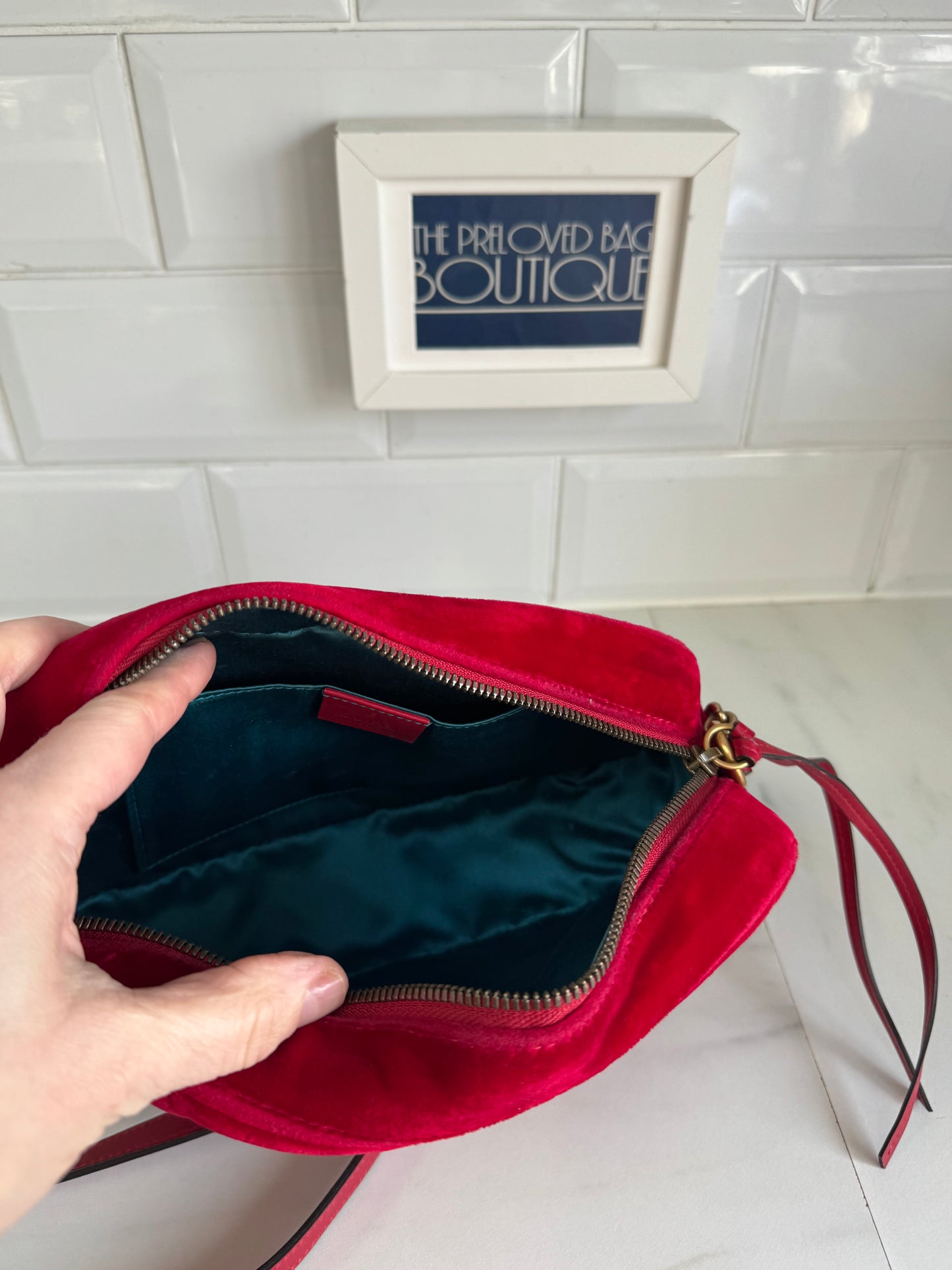 Gucci Marmont Small Camera Bag - Red Velvet