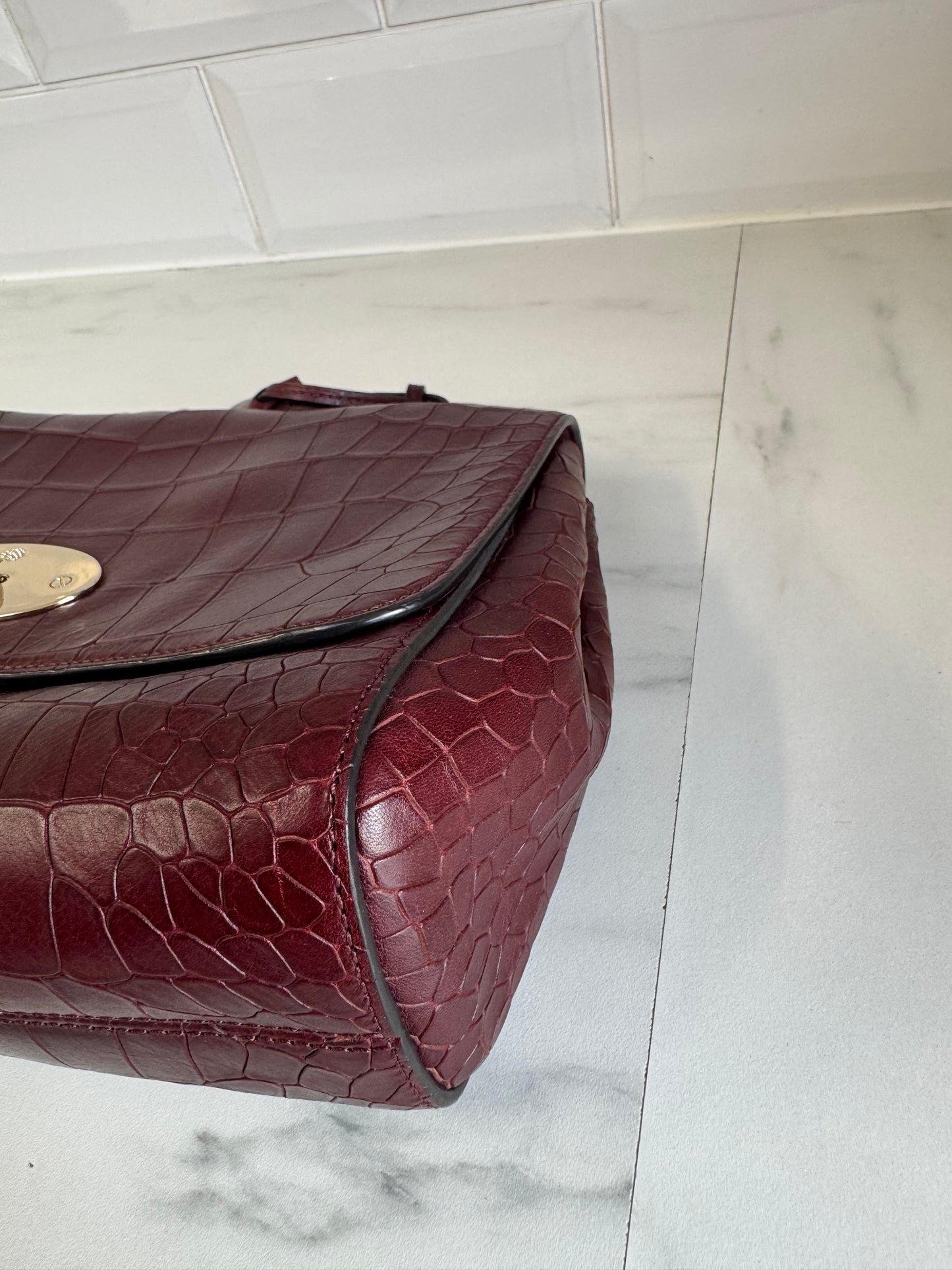 Mulberry Medium Lily - Oxblood Croc Embossed