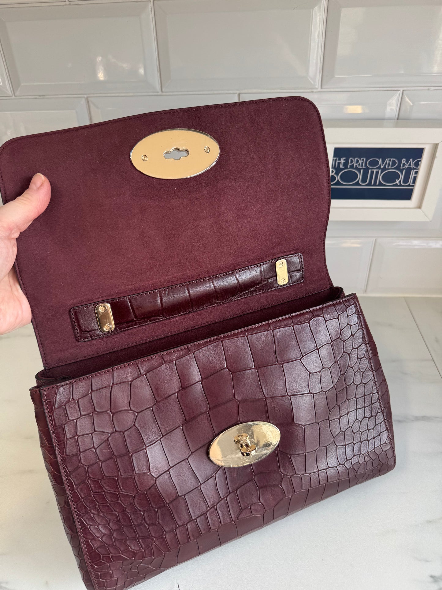 Mulberry Medium Lily - Oxblood Croc Embossed