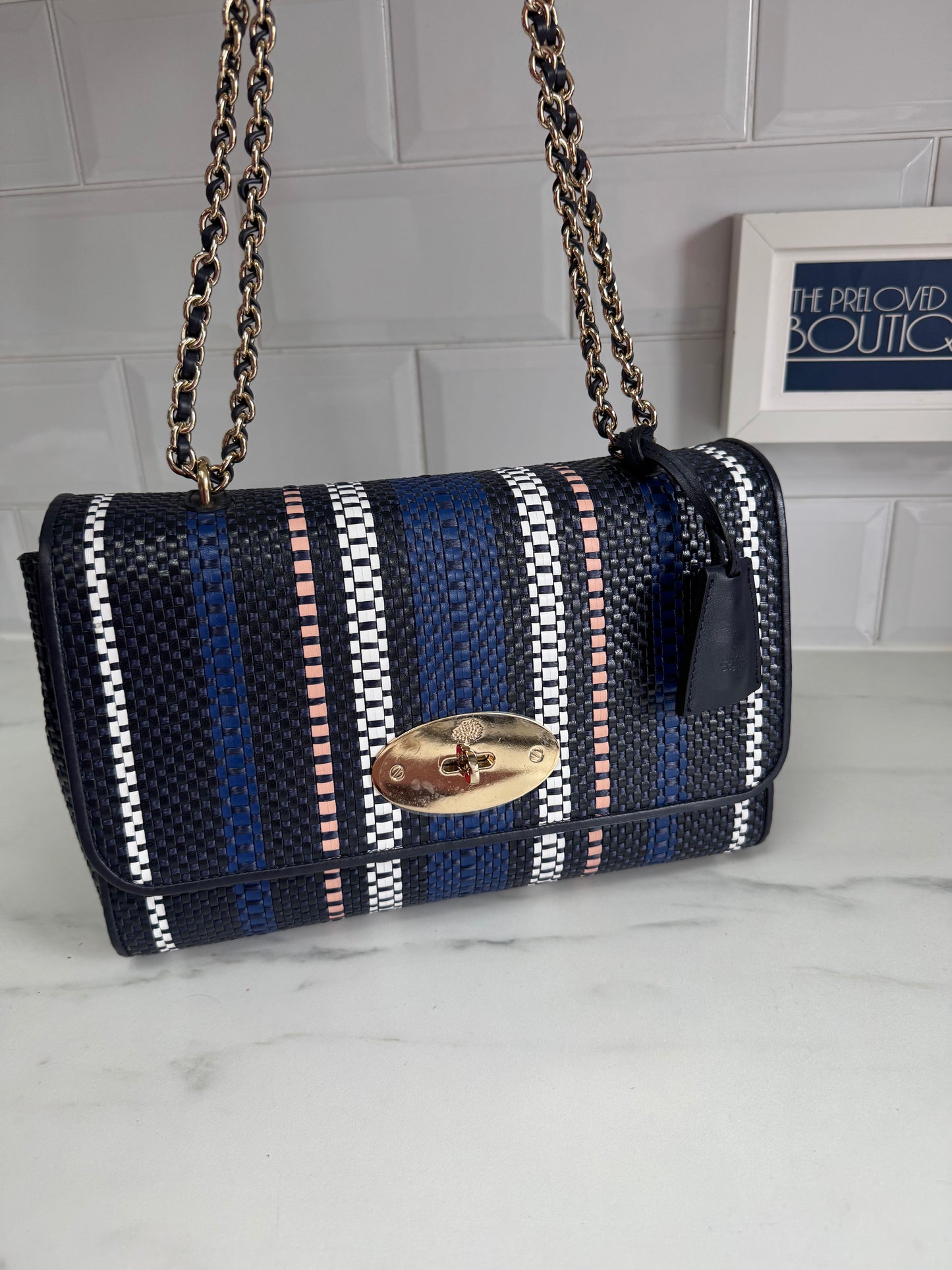 Mulberry Medium Twilight Rafia Lily - blue, pink, black and white