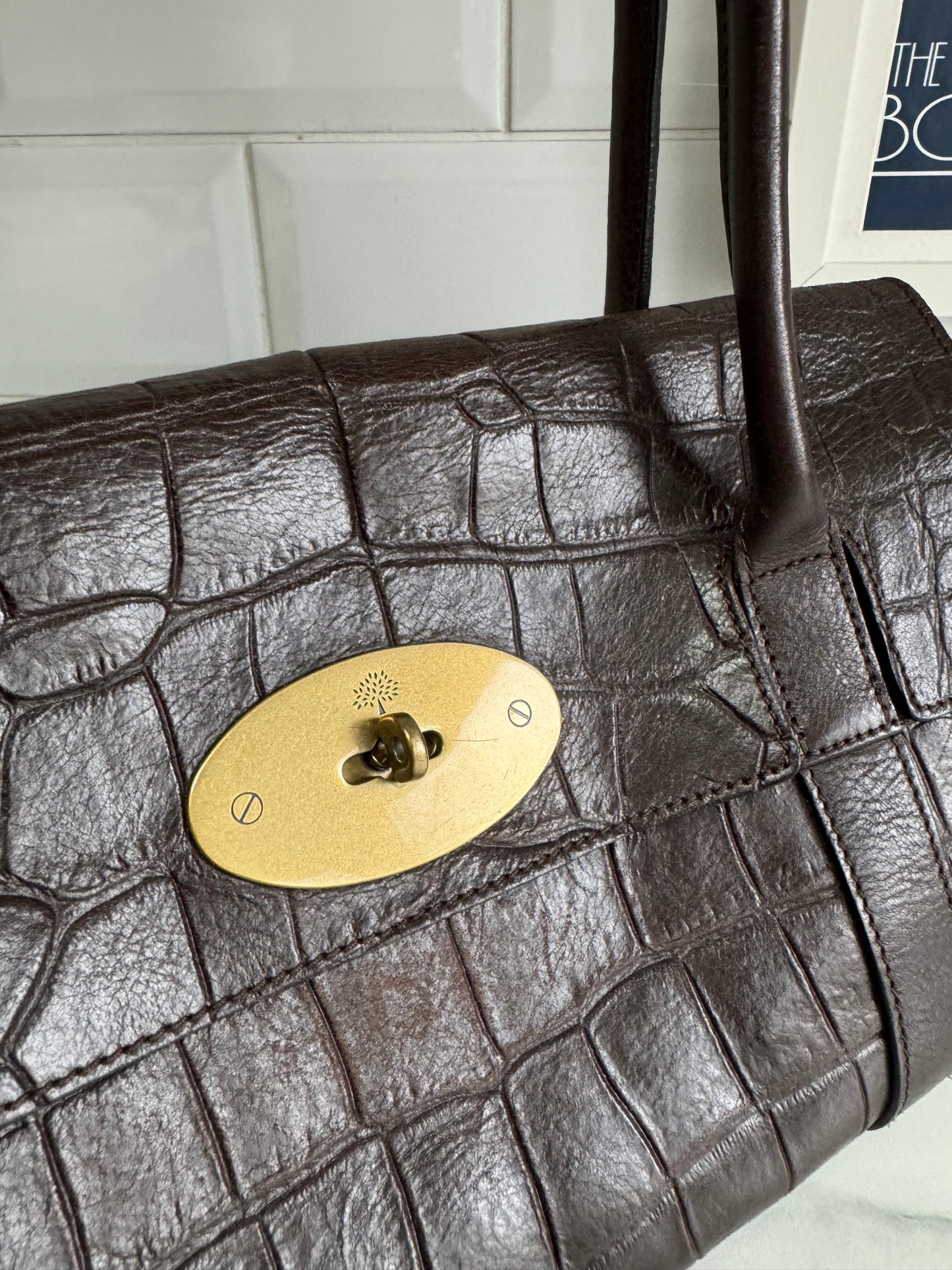 Mulberry East West Bayswater - Chocolate Croc Embossed