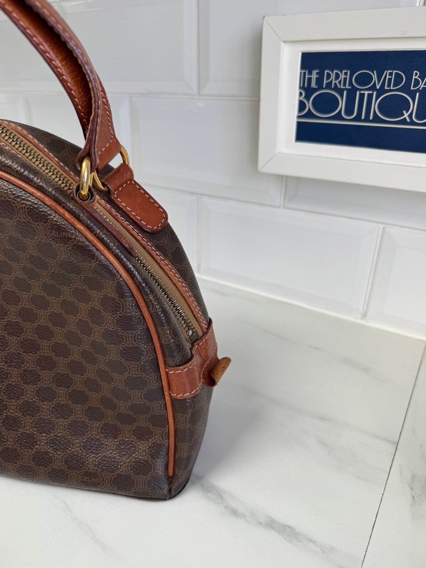 Celine Triomphe Macadam Small Vintage Bowling Bag - Monogram