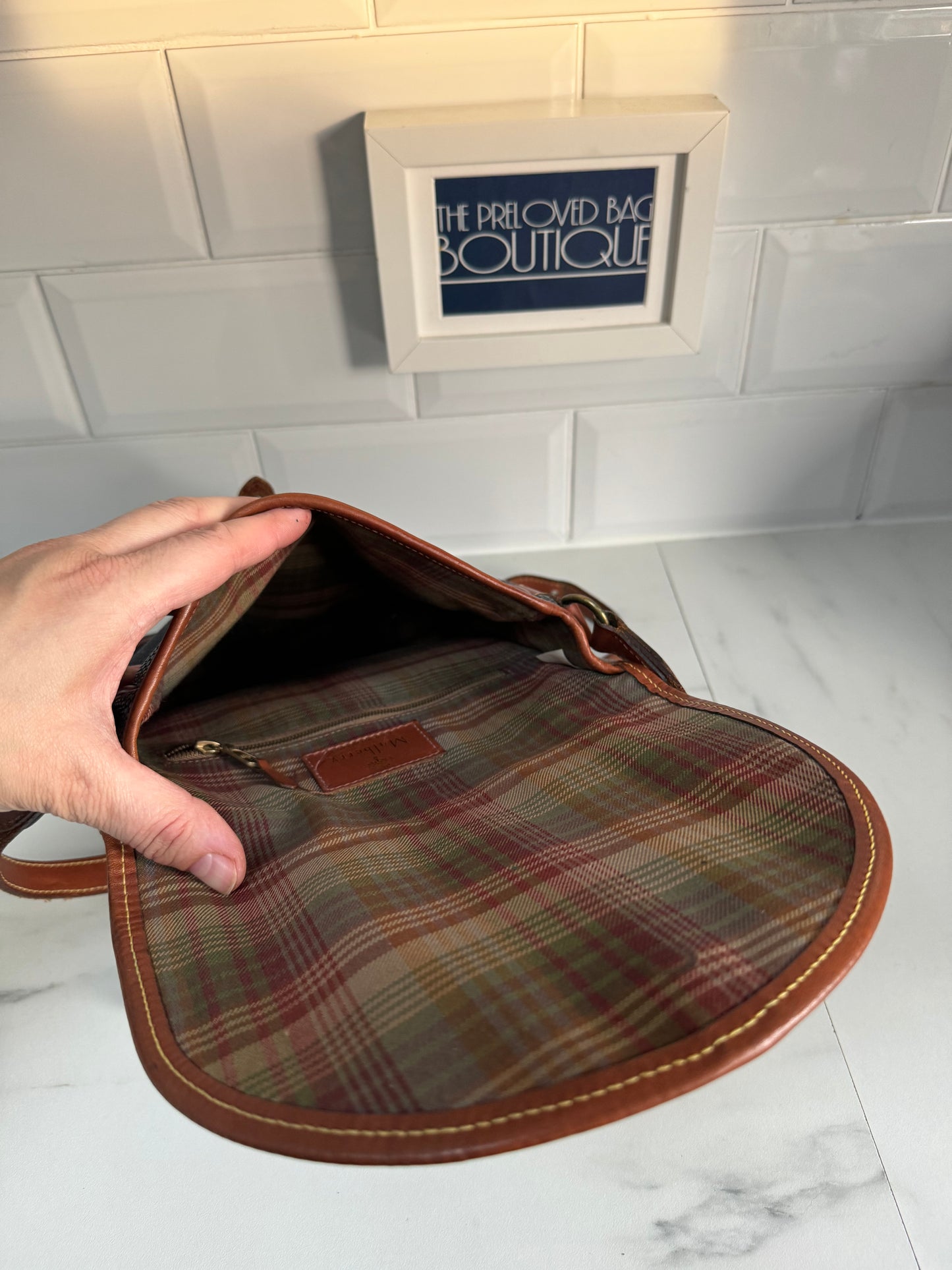 Mulberry Vintage Scotchgrain Saddle Bag - Black & Cognac