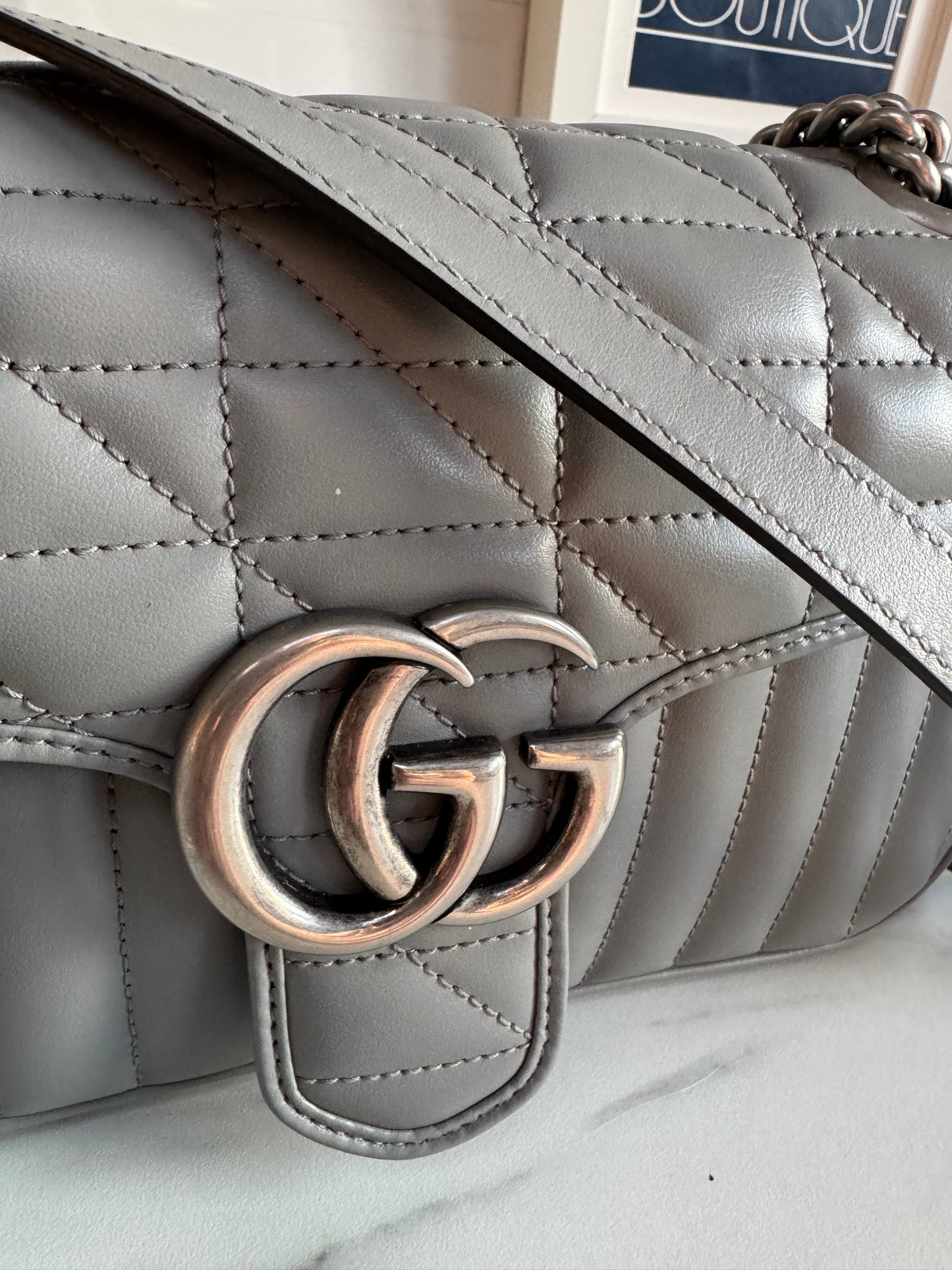 Gucci GG Marmont Shoulder Bag - Grey