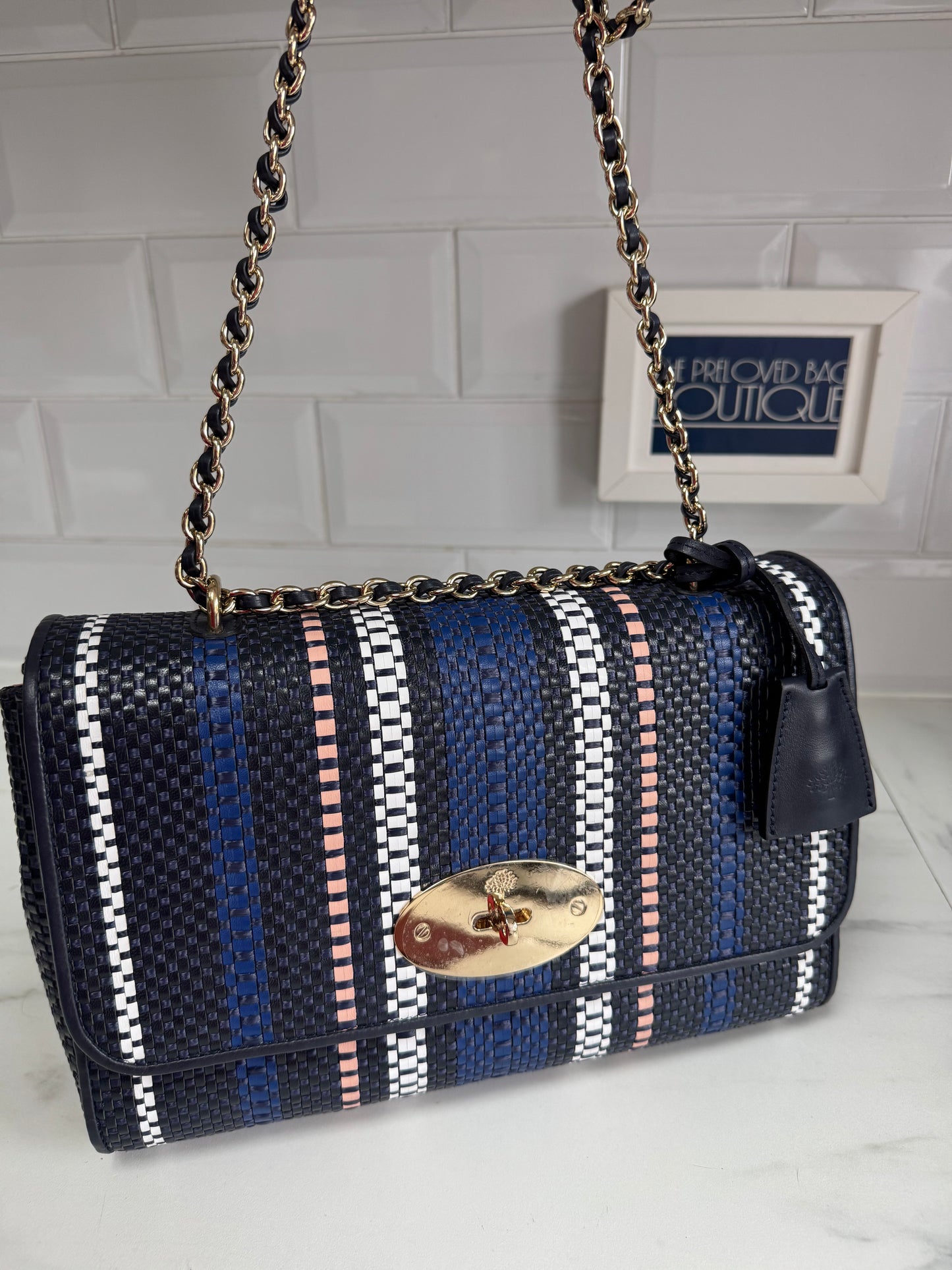 Mulberry Medium Twilight Rafia Lily - blue, pink, black and white