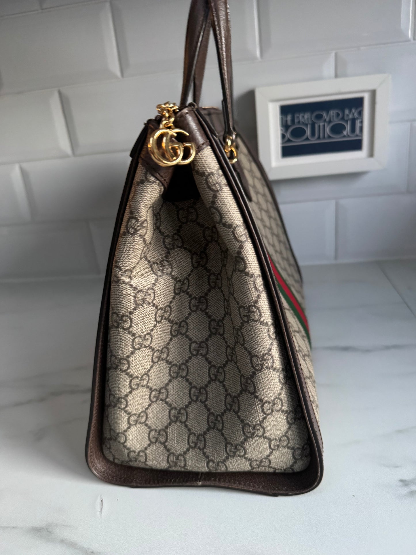 Gucci Medium Ophidia Tote - Brown, Green, Red, Grey