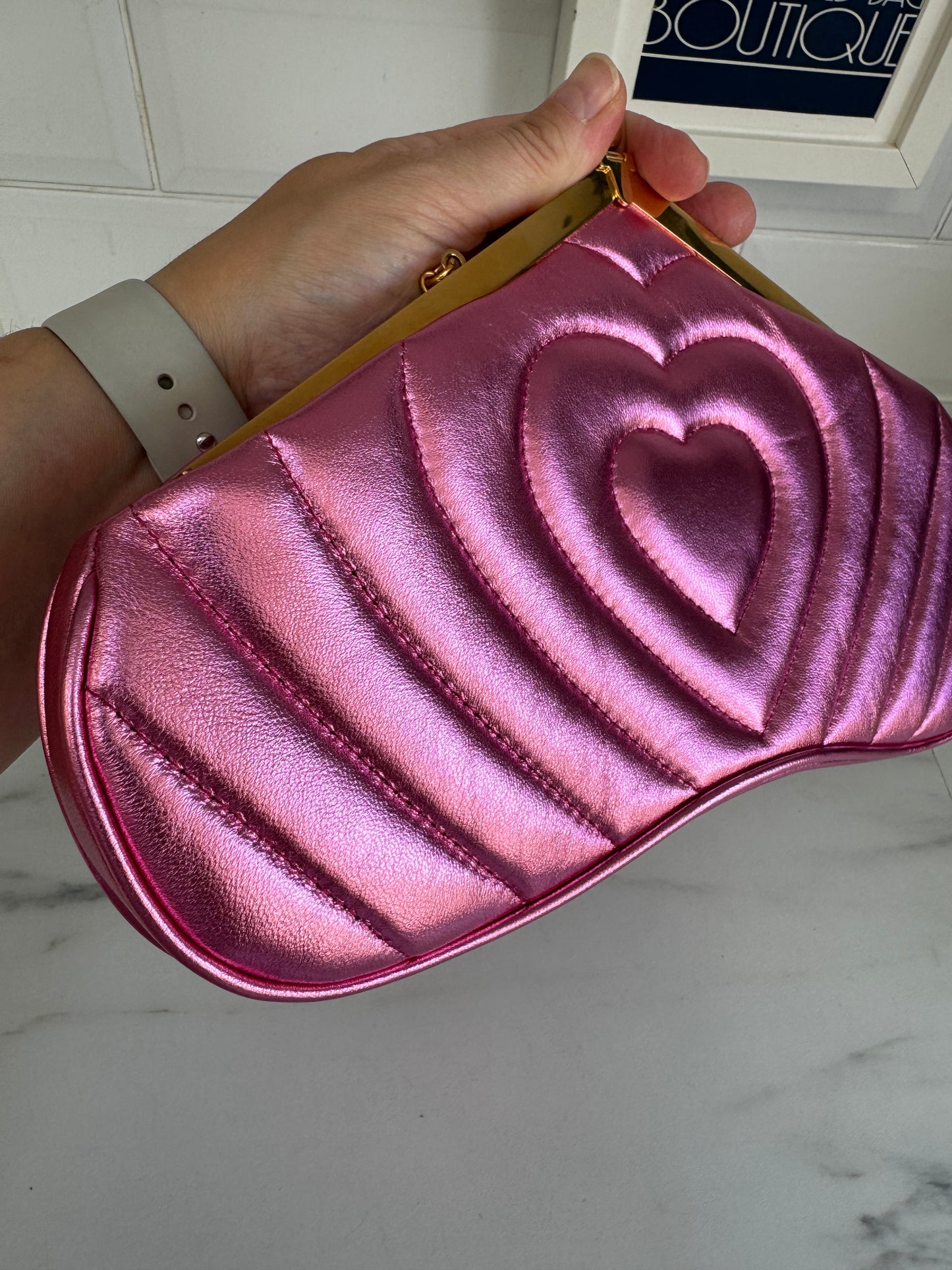 Mulberry Small Witney Heart Clutch - Metallic Pink