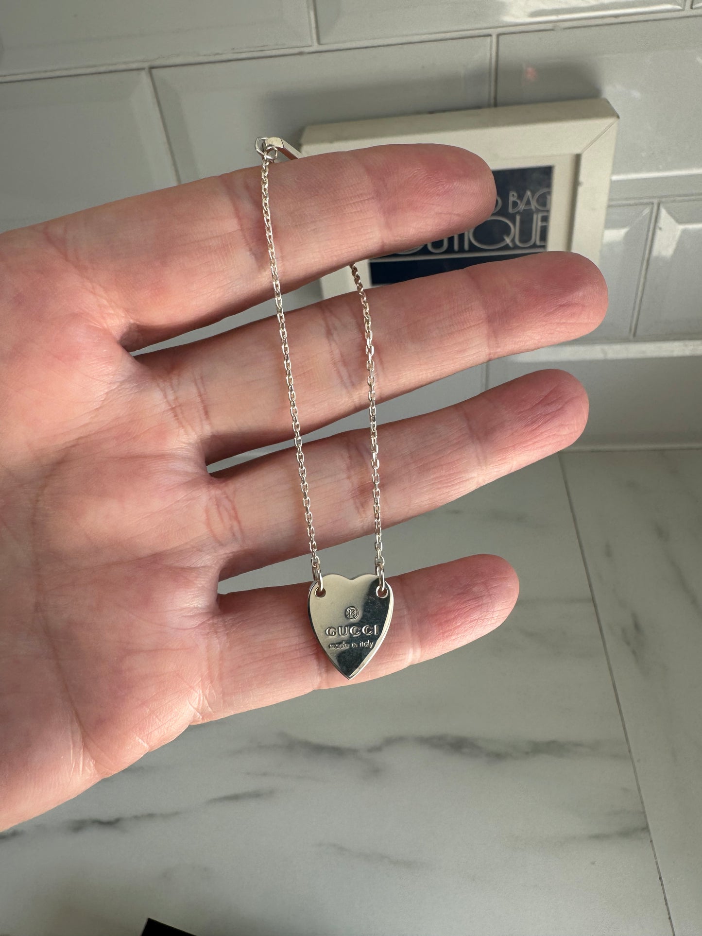 Gucci Trademark Bracelet with heart pendant -  Silver