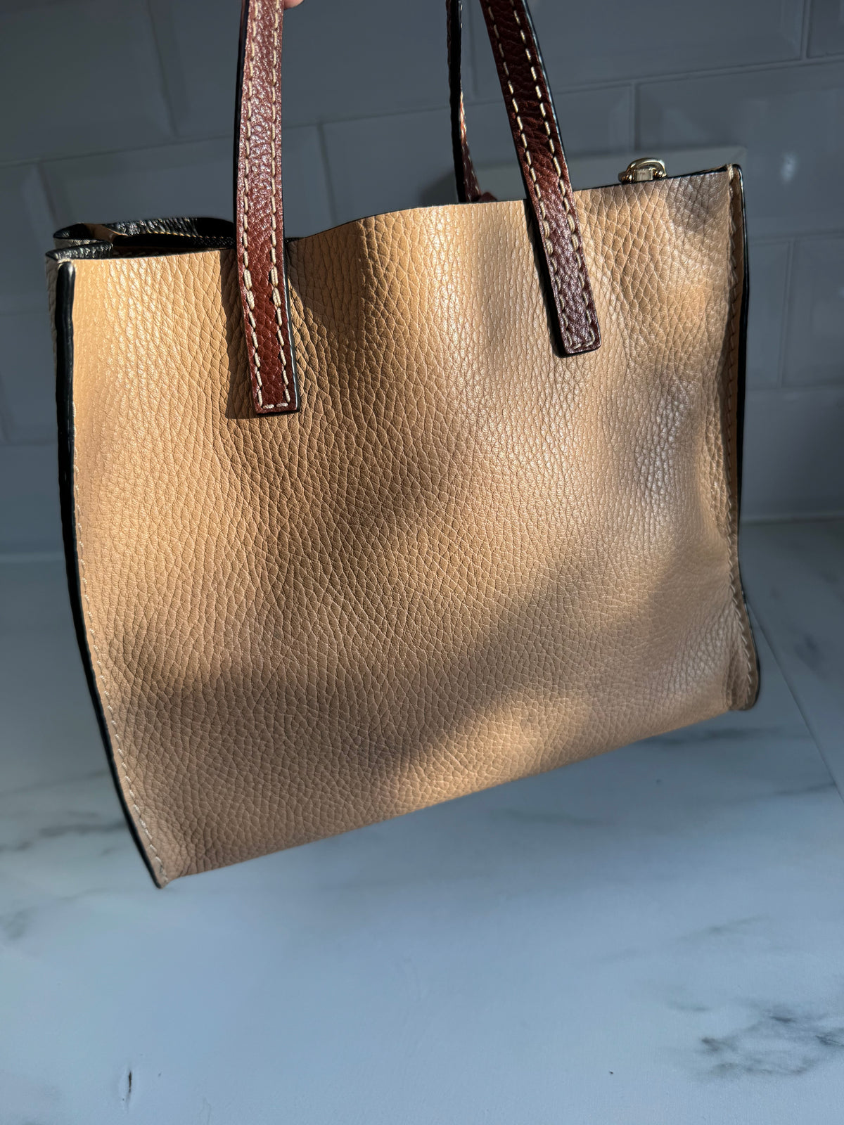 Marc Jacobs Mini Grind tote - Tan and White