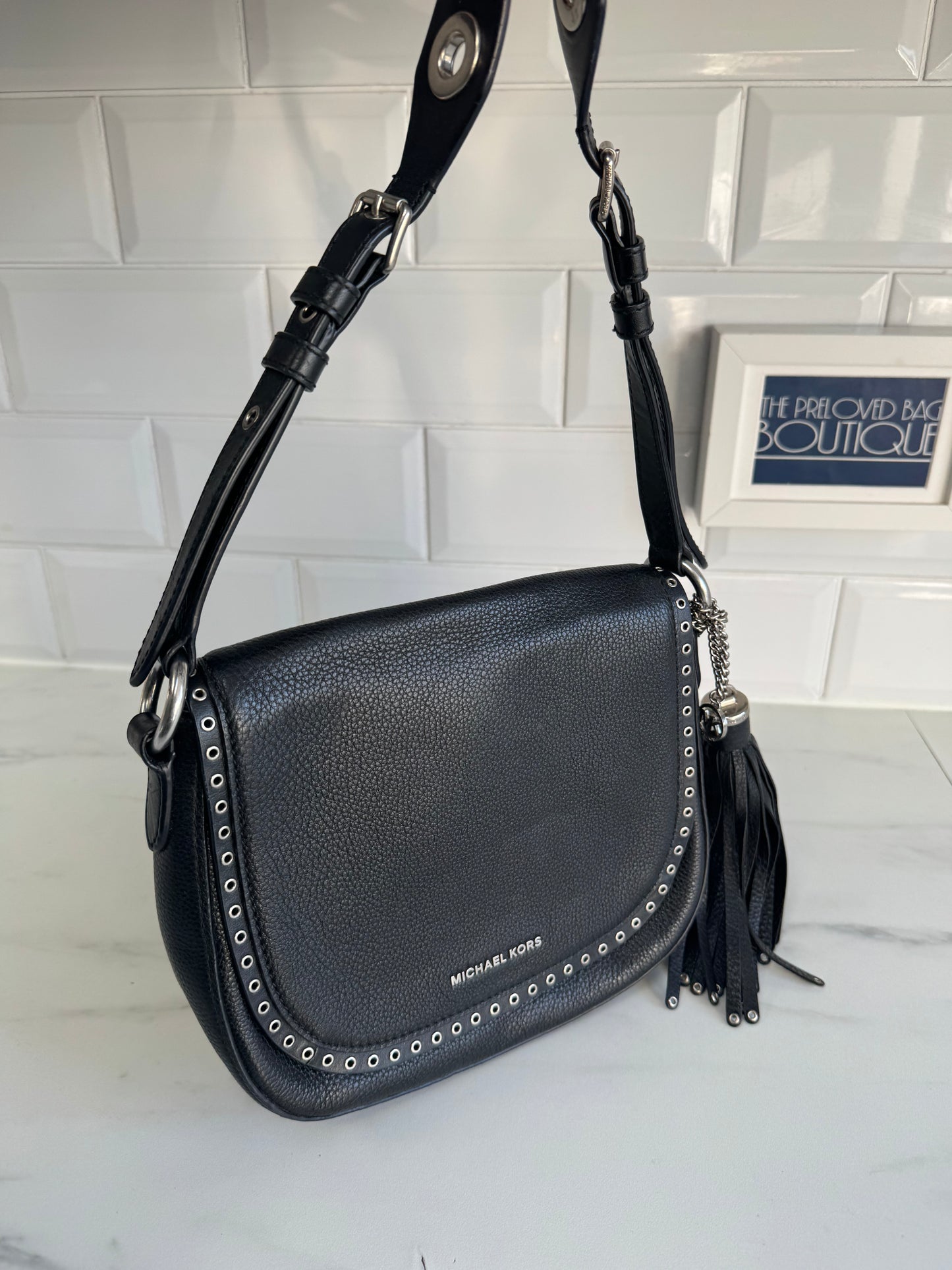 Michael Kors Brooklyn Saddle Bag - Black