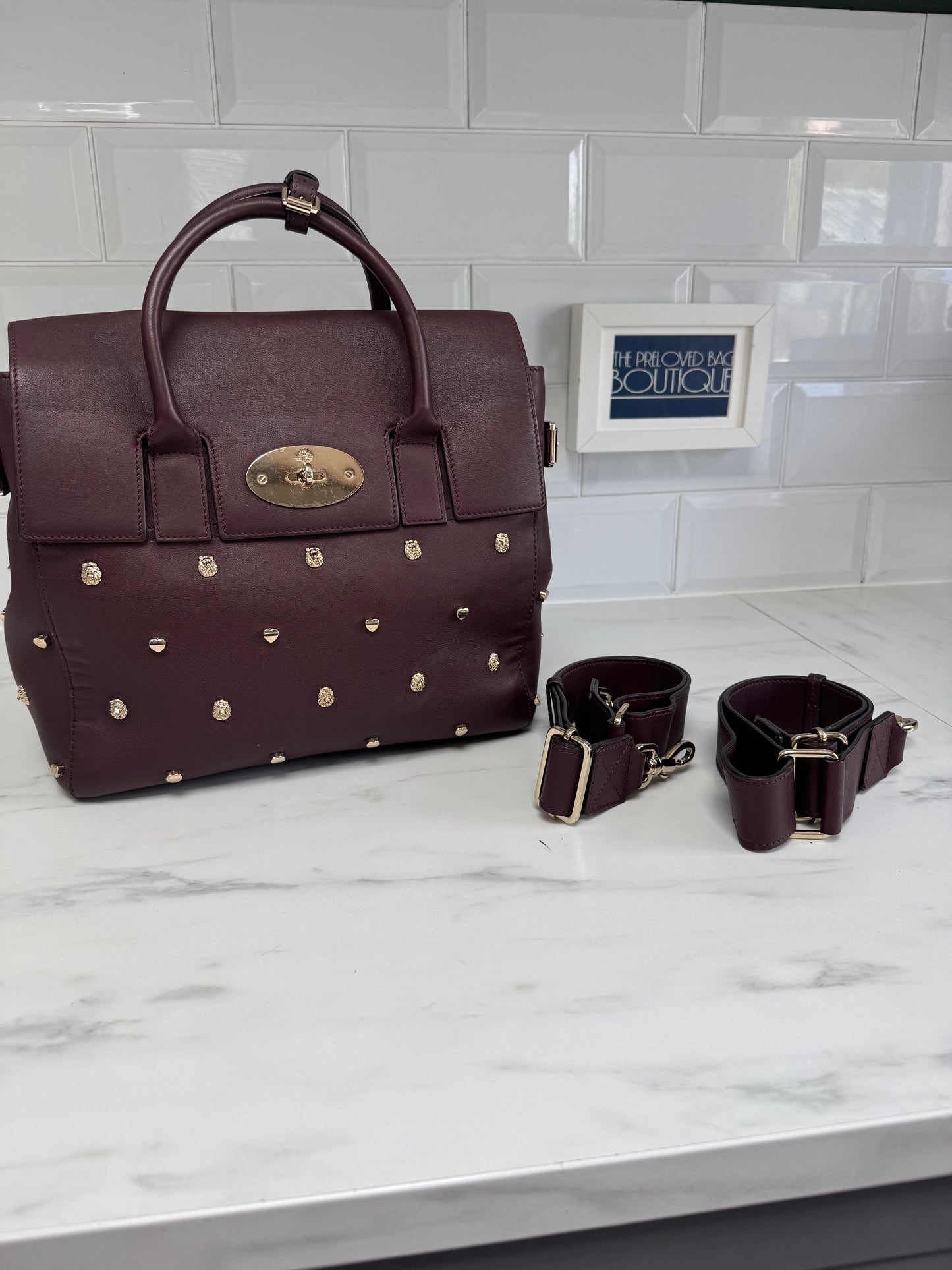 Mulberry Medium Limited Edition Cara  Delevingne Lion and Heart Rivet Backpack - Oxblood