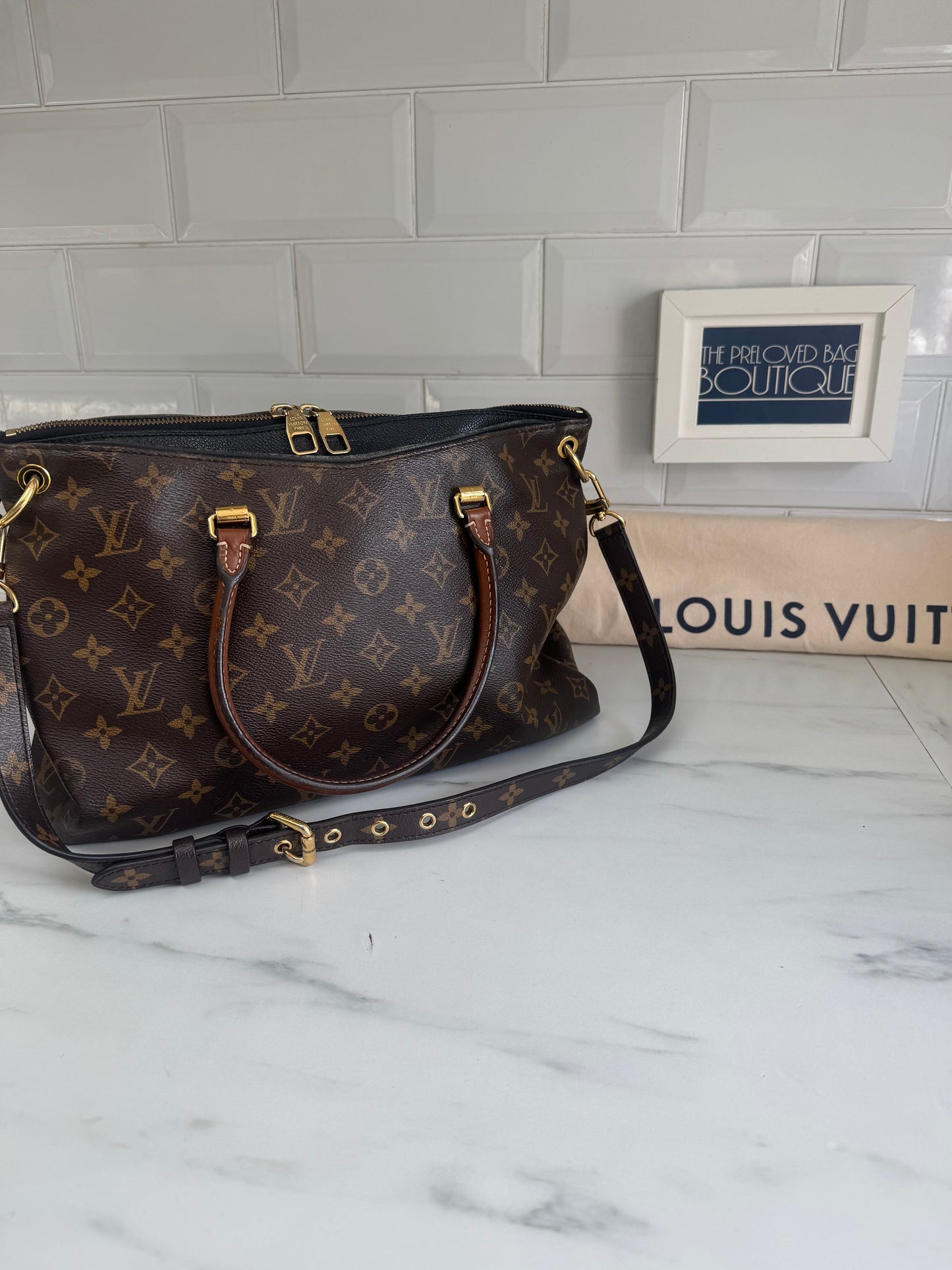 Louis Vuitton Pallas Noir Shoulder Bag - Monogram Brown