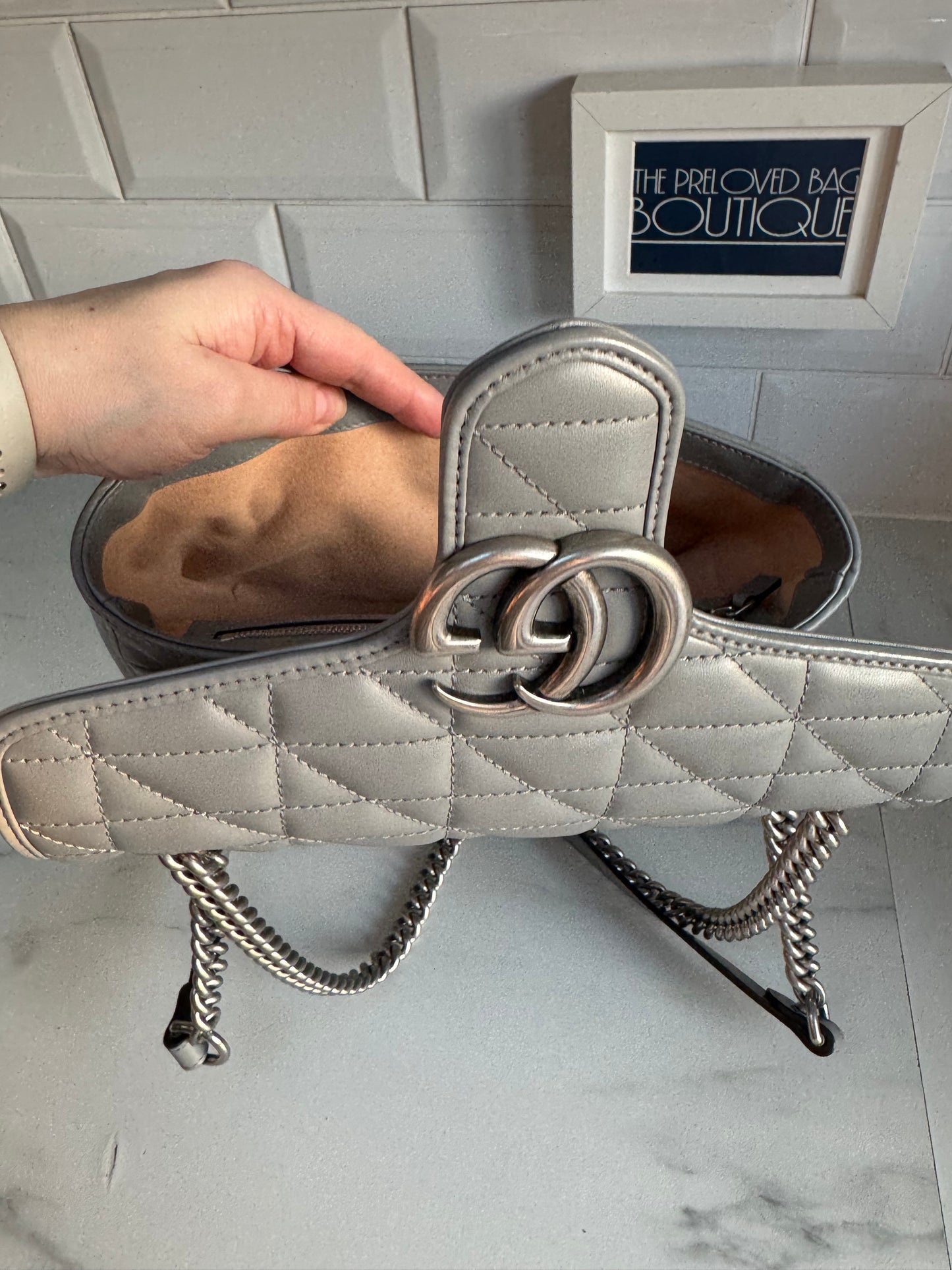 Gucci GG Marmont Shoulder Bag - Grey