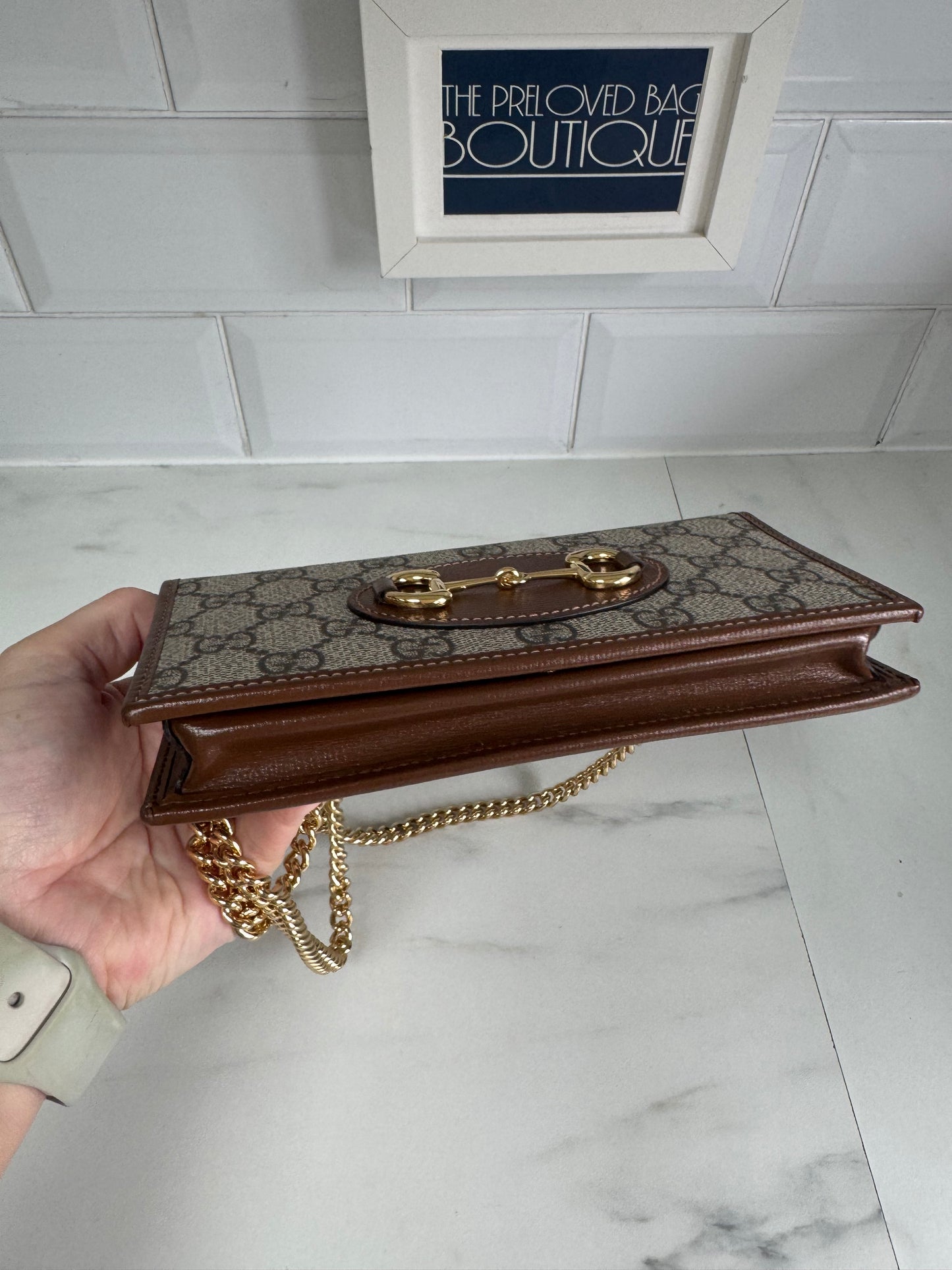 Gucci Horsebit Wallet on Chain - Brown and Beige