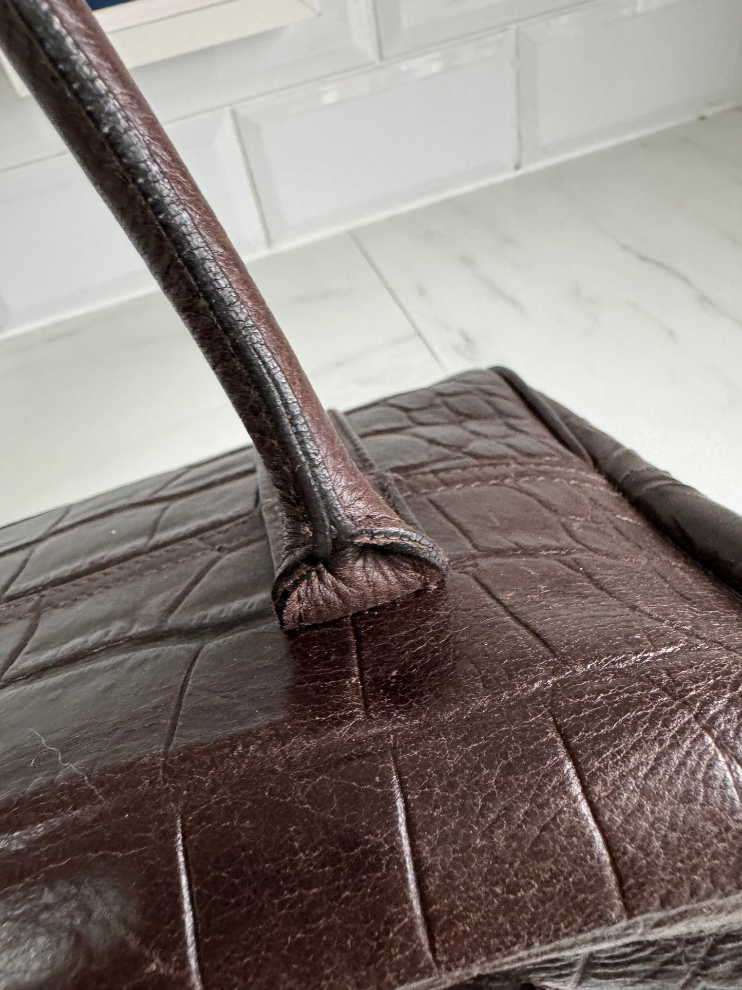 Mulberry East West Bayswater - Chocolate Croc Embossed