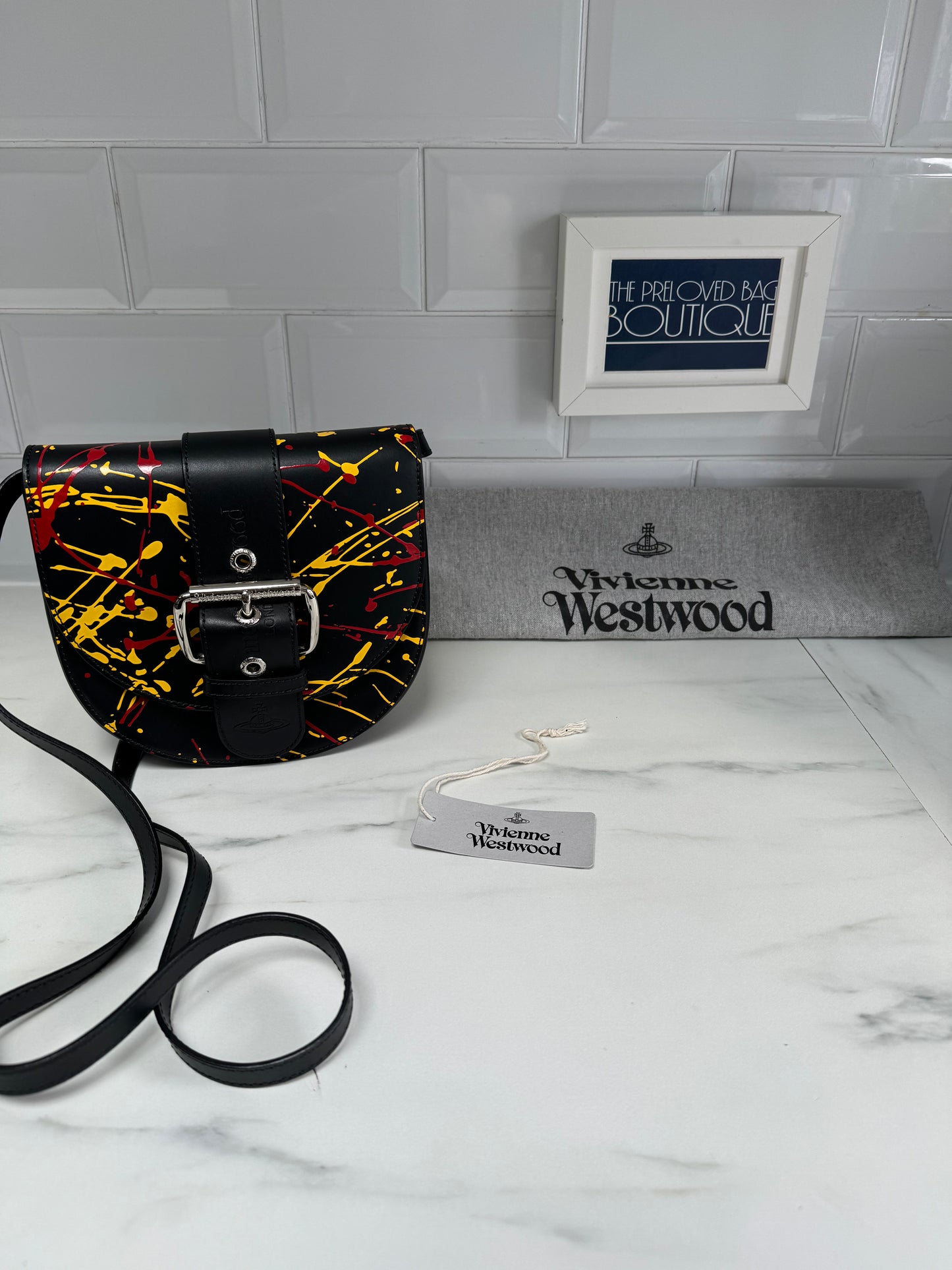 Vivienne Westwood Alex Saddle Bag - Black, Red & Yellow