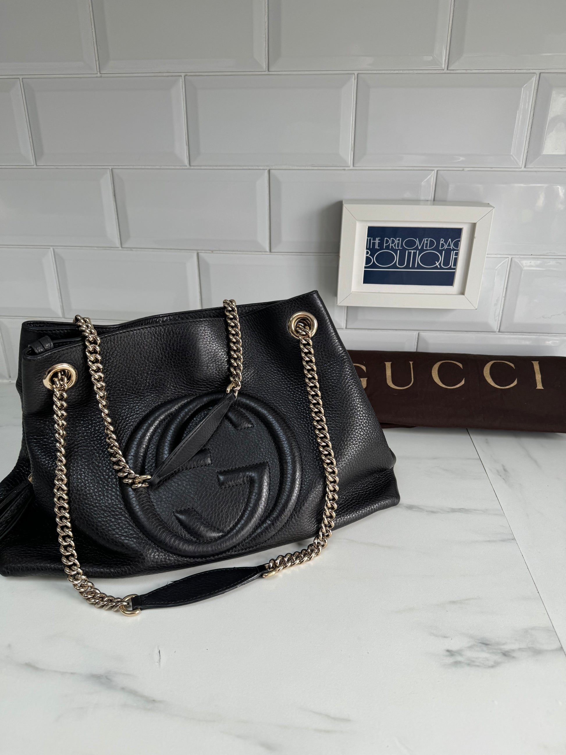 Leather sales gucci tote