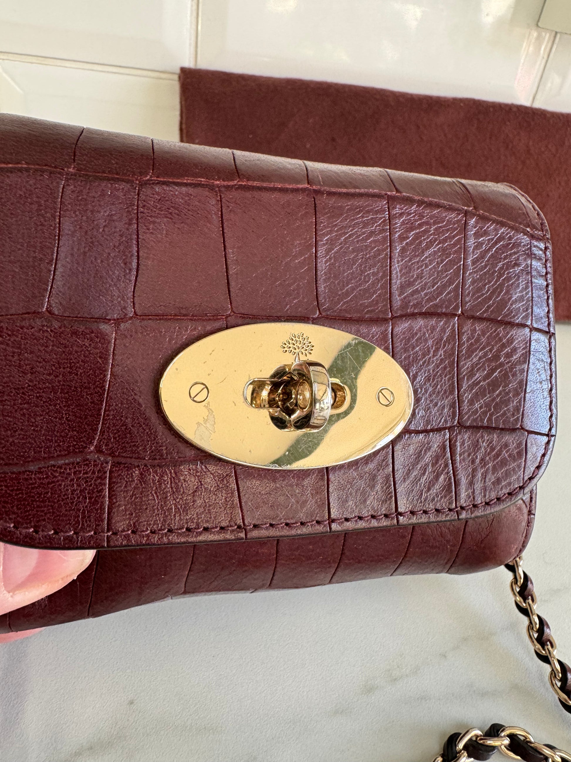 Mulberry Mini Lily Oxblood Croc Embossed The Preloved Bag Boutique